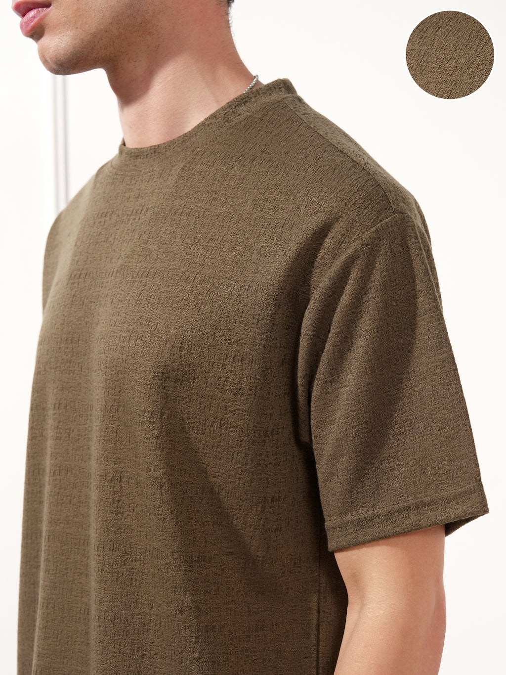 Highlander Men Brown Solid Round Neck T-Shirt - Brown - Image 5