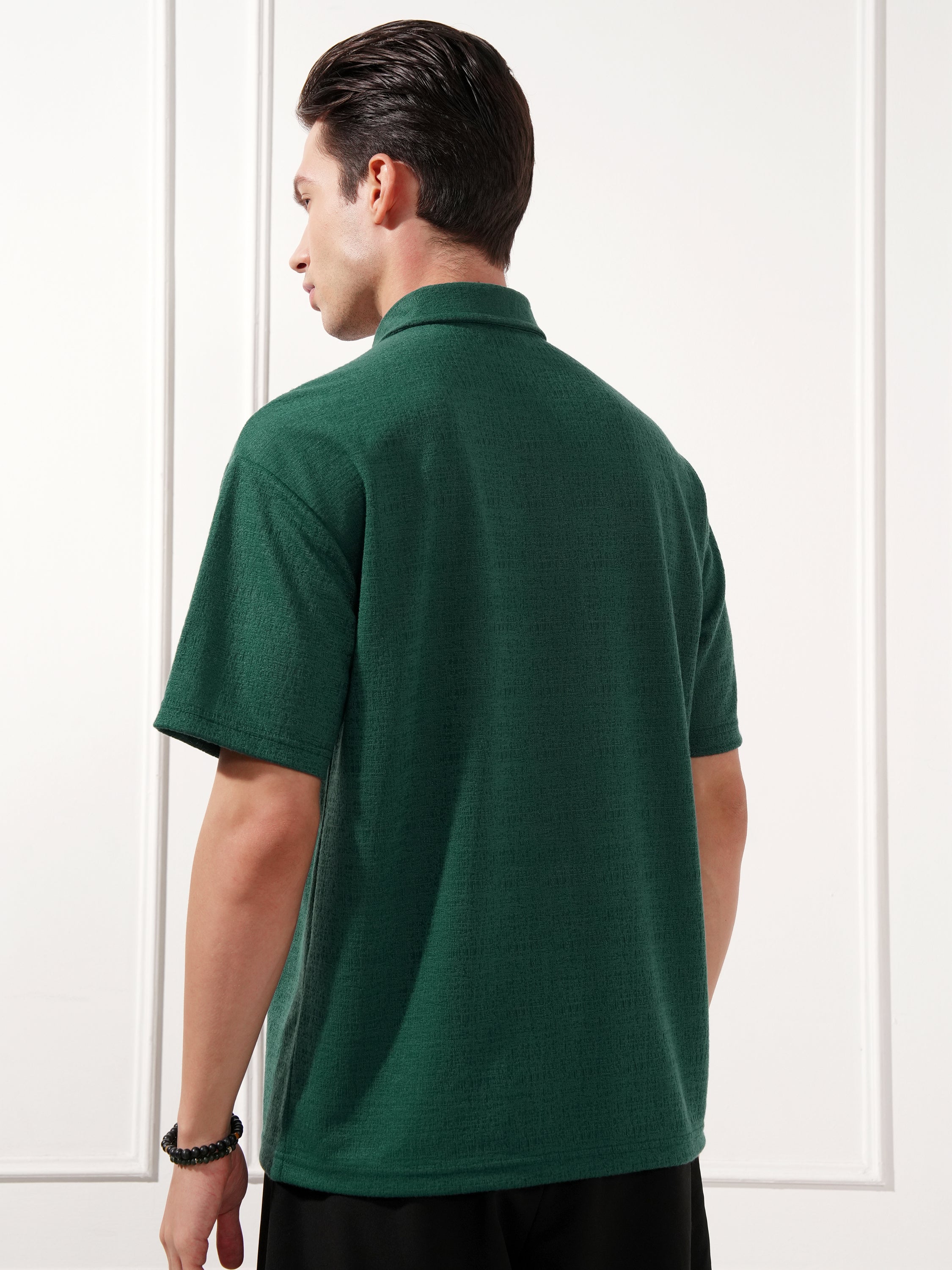 Highlander Men Teal Solid Polo Collar T-Shirt - Teal - Image 3