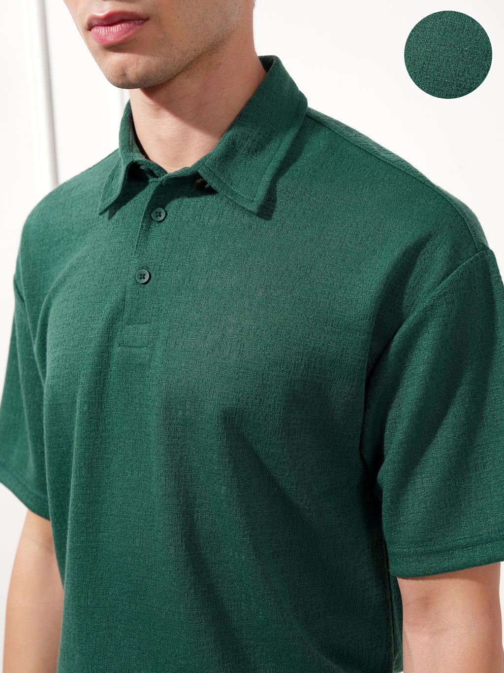 Highlander Men Teal Solid Polo Collar T-Shirt - Teal - Image 5