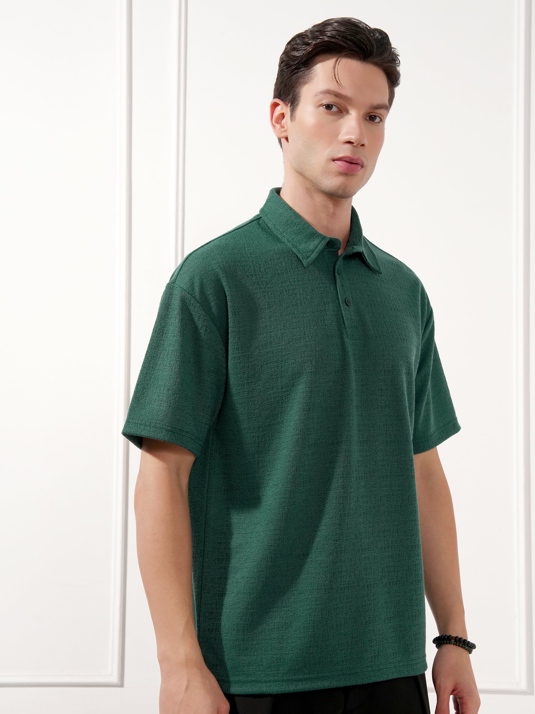 Highlander Men Teal Solid Polo Collar T-Shirt - Teal - Image 6