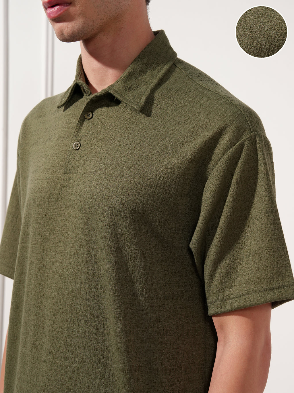 Highlander Men Olive Solid Polo Collar T-Shirt - Olive - Image 5