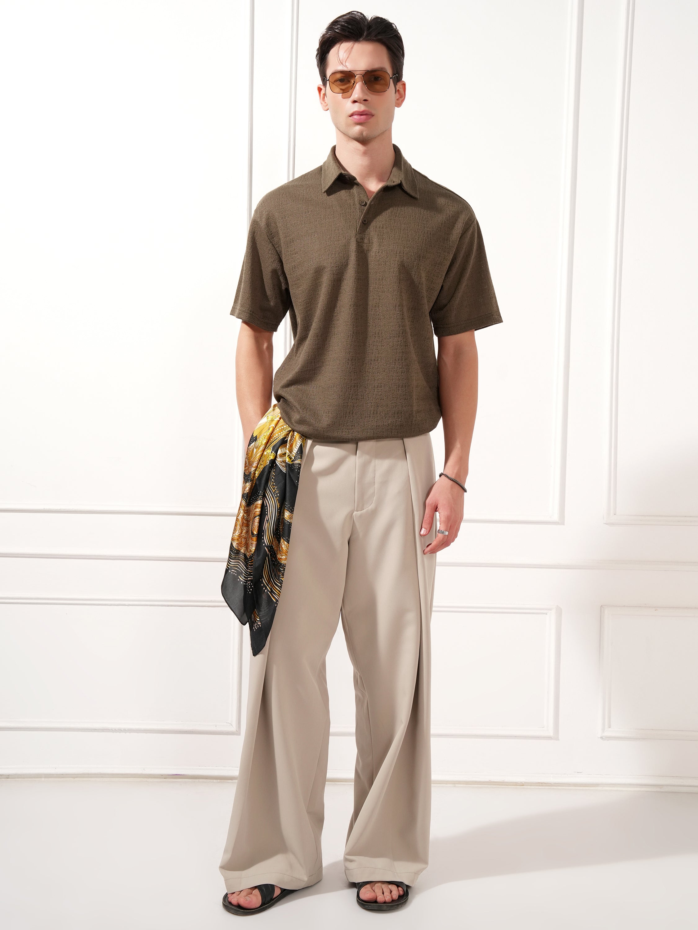 Highlander Men Brown Solid Polo Collar T-Shirt - Brown - Image 2