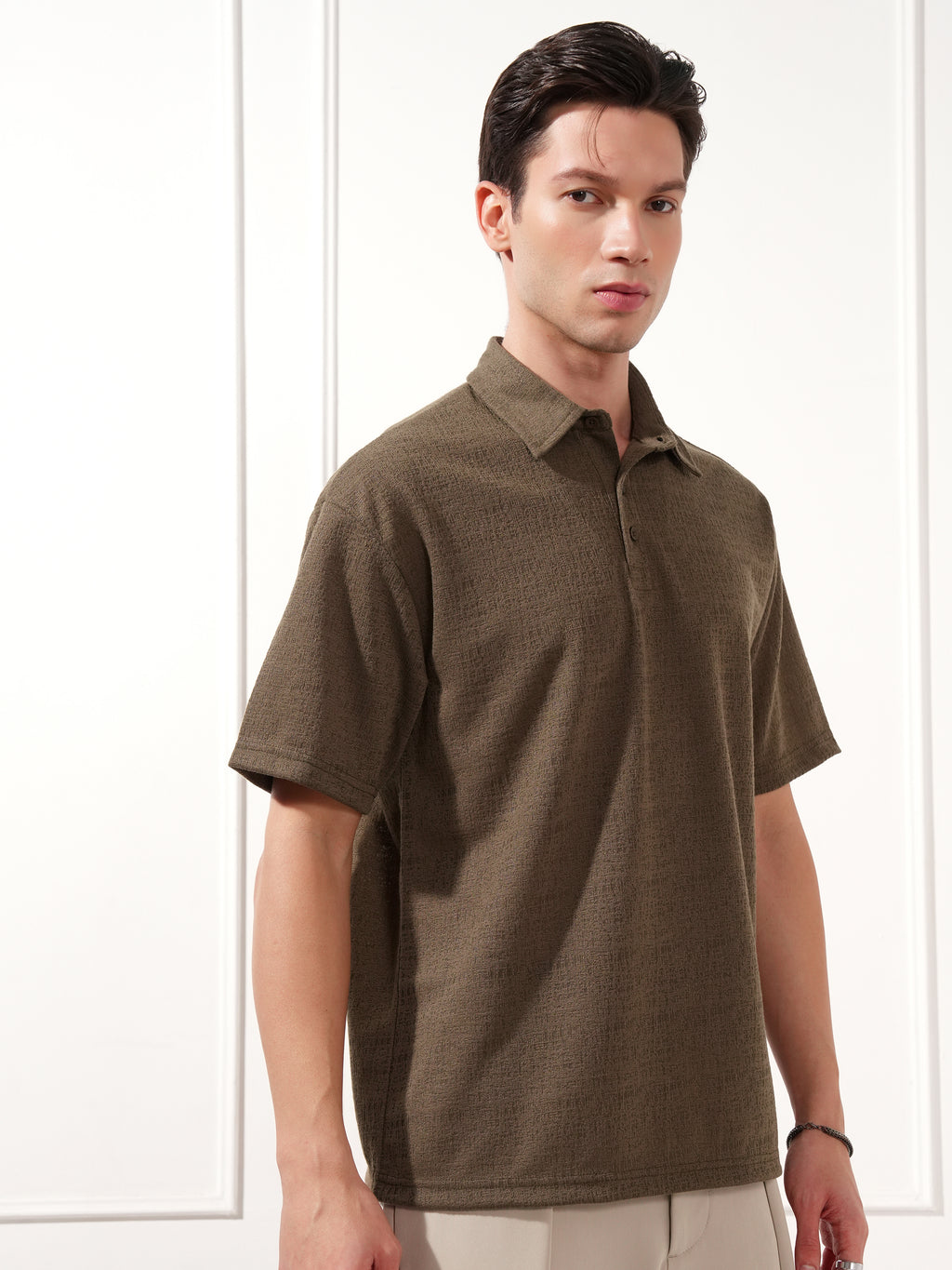 Highlander Men Brown Solid Polo Collar T-Shirt - Brown - Image 6