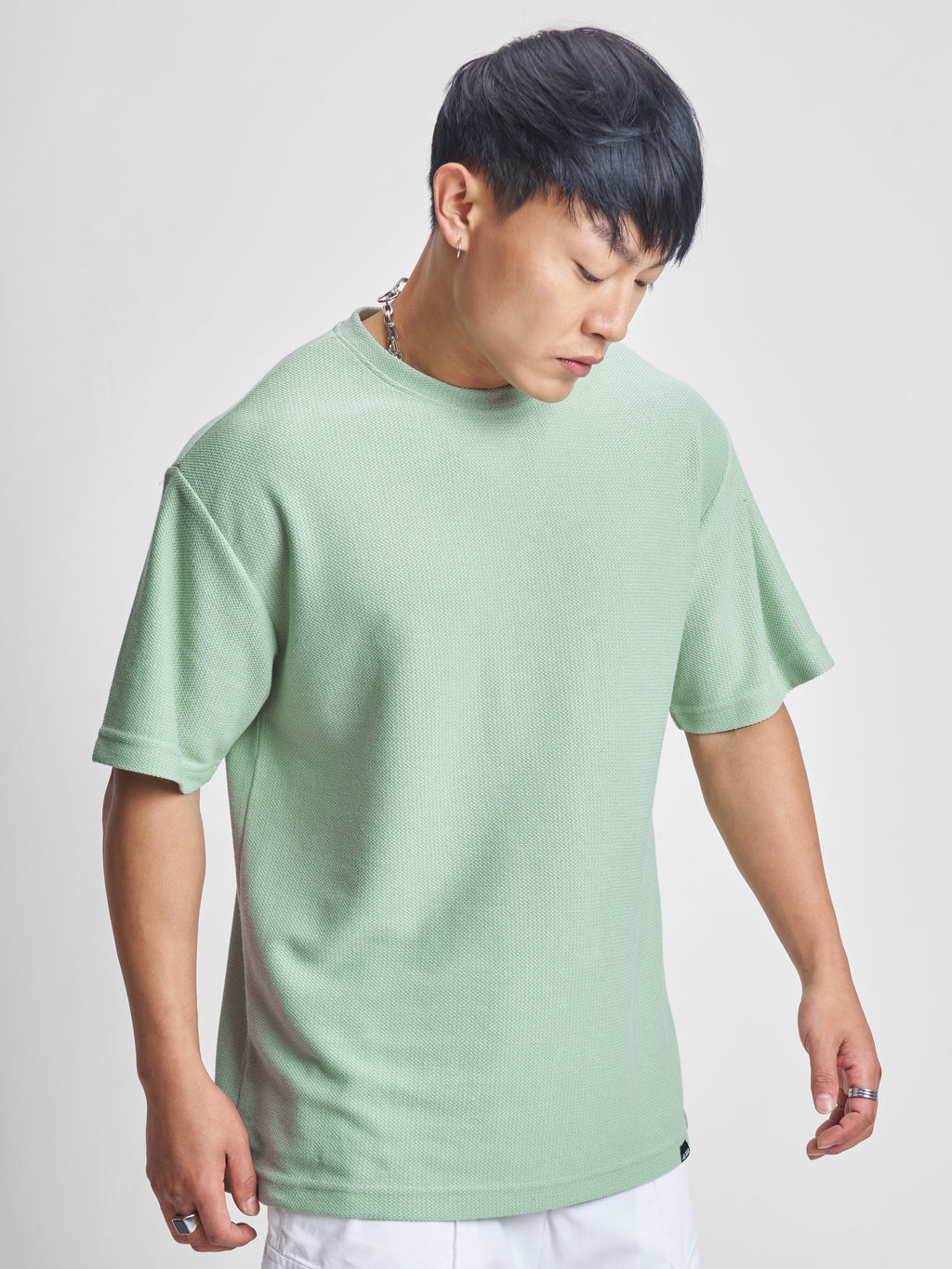 Highlander Men Green Solid Round Neck Oversized Fit T-Shirt - Green - Image 6