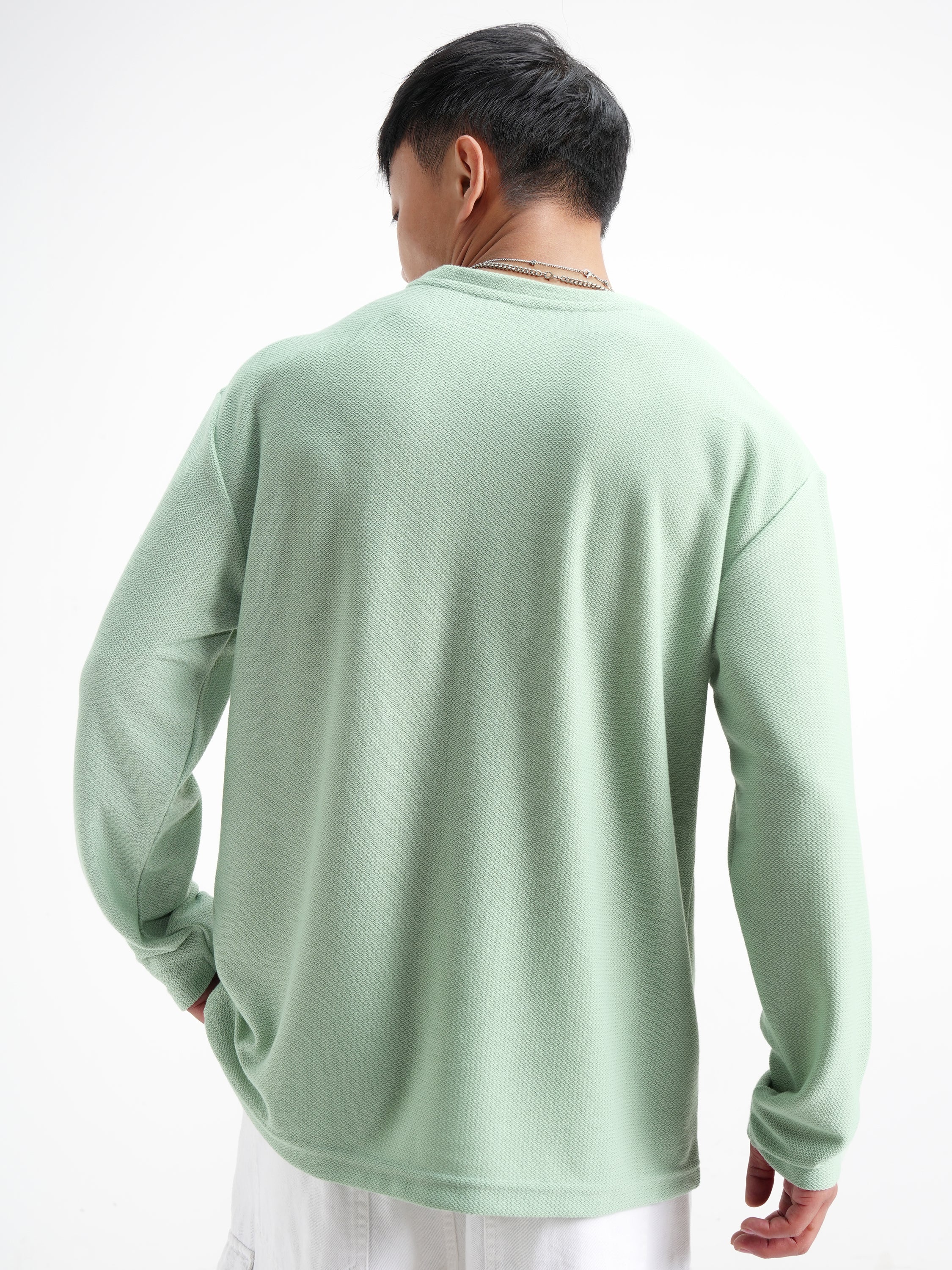 Highlander Men Green Solid Round Neck Oversized Fit T-Shirt - Green - Image 3