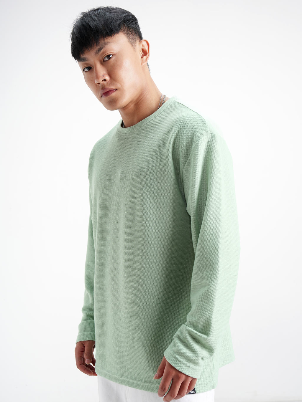Highlander Men Green Solid Round Neck Oversized Fit T-Shirt - Green - Image 4