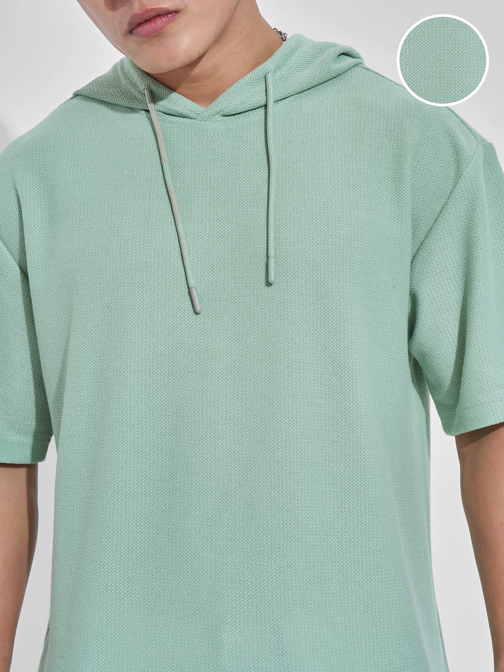Highlander Men Green Self Design Hood Oversized Fit T-Shirt - Green - Image 5