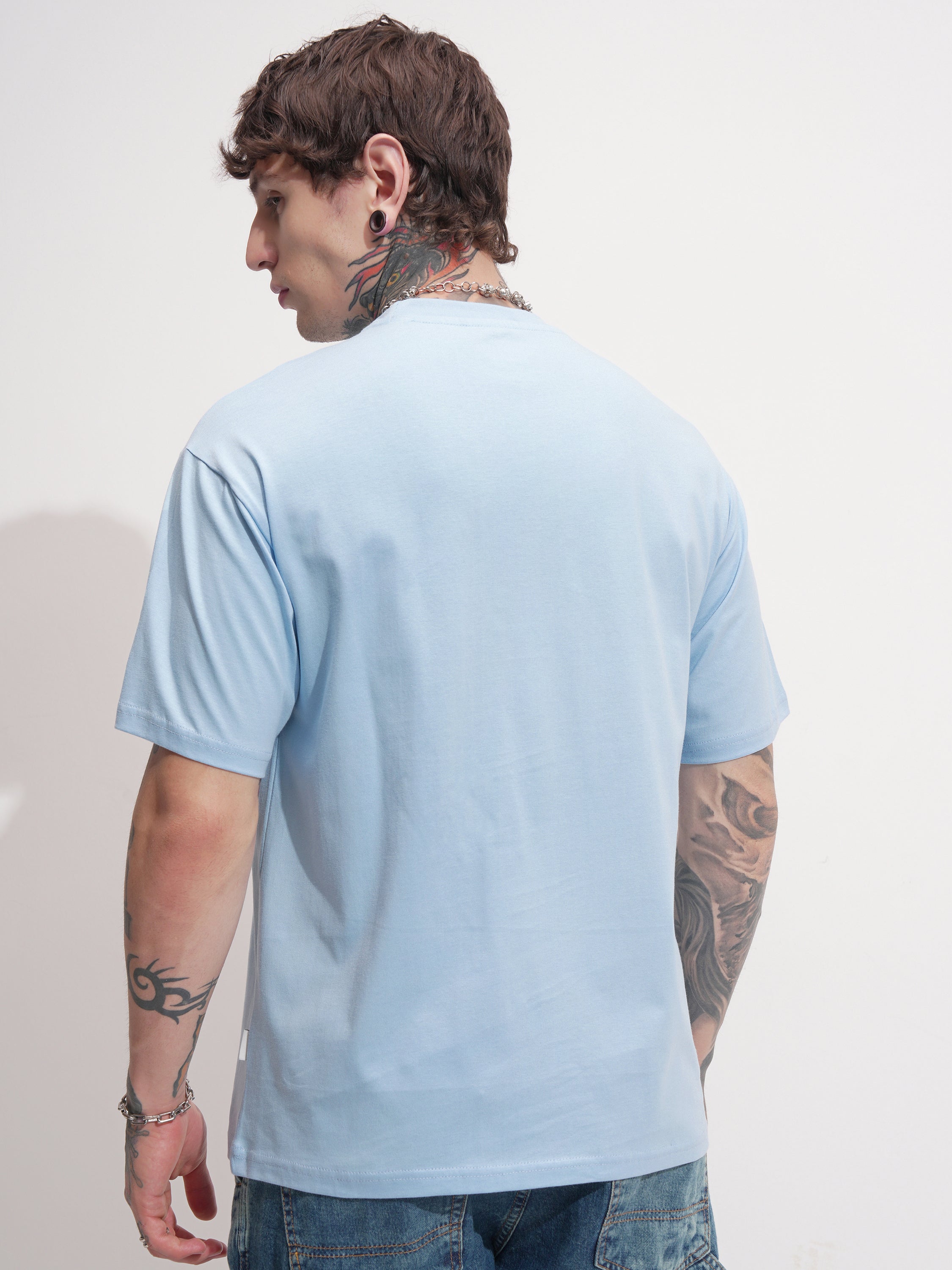 Highlander Men Blue Printed Round Neck T-Shirt - Blue - Image 3