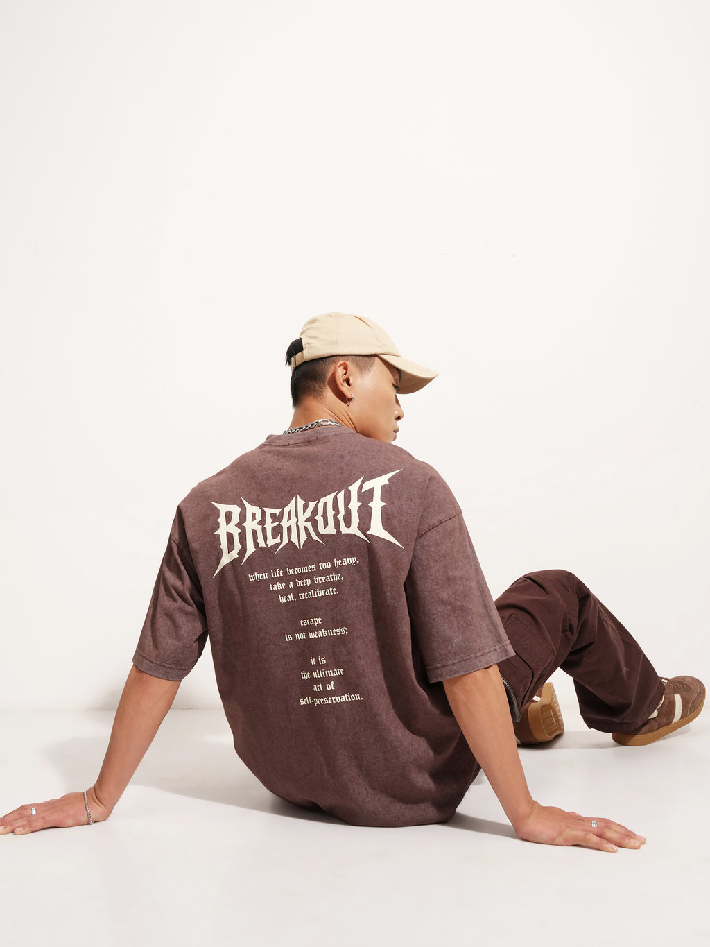 Highlander Men Brown Printed Round Neck Oversized Fit T-Shirt - Brown - Image 2