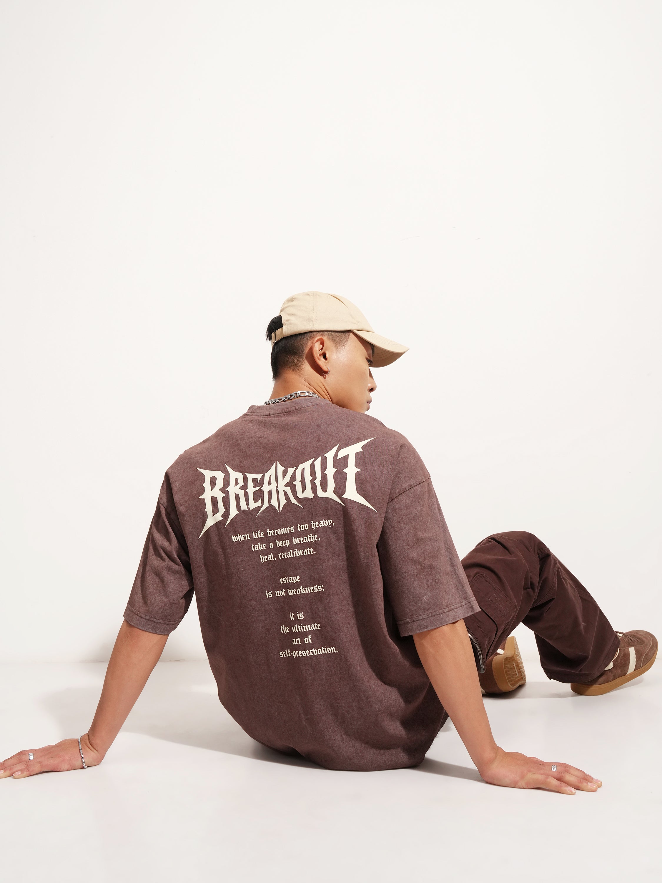 Highlander Men Brown Printed Round Neck Oversized Fit T-Shirt - Brown - Image 2