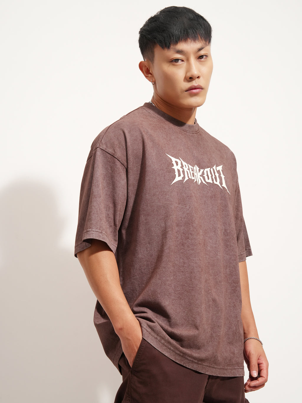 Highlander Men Brown Printed Round Neck Oversized Fit T-Shirt - Brown - Image 6