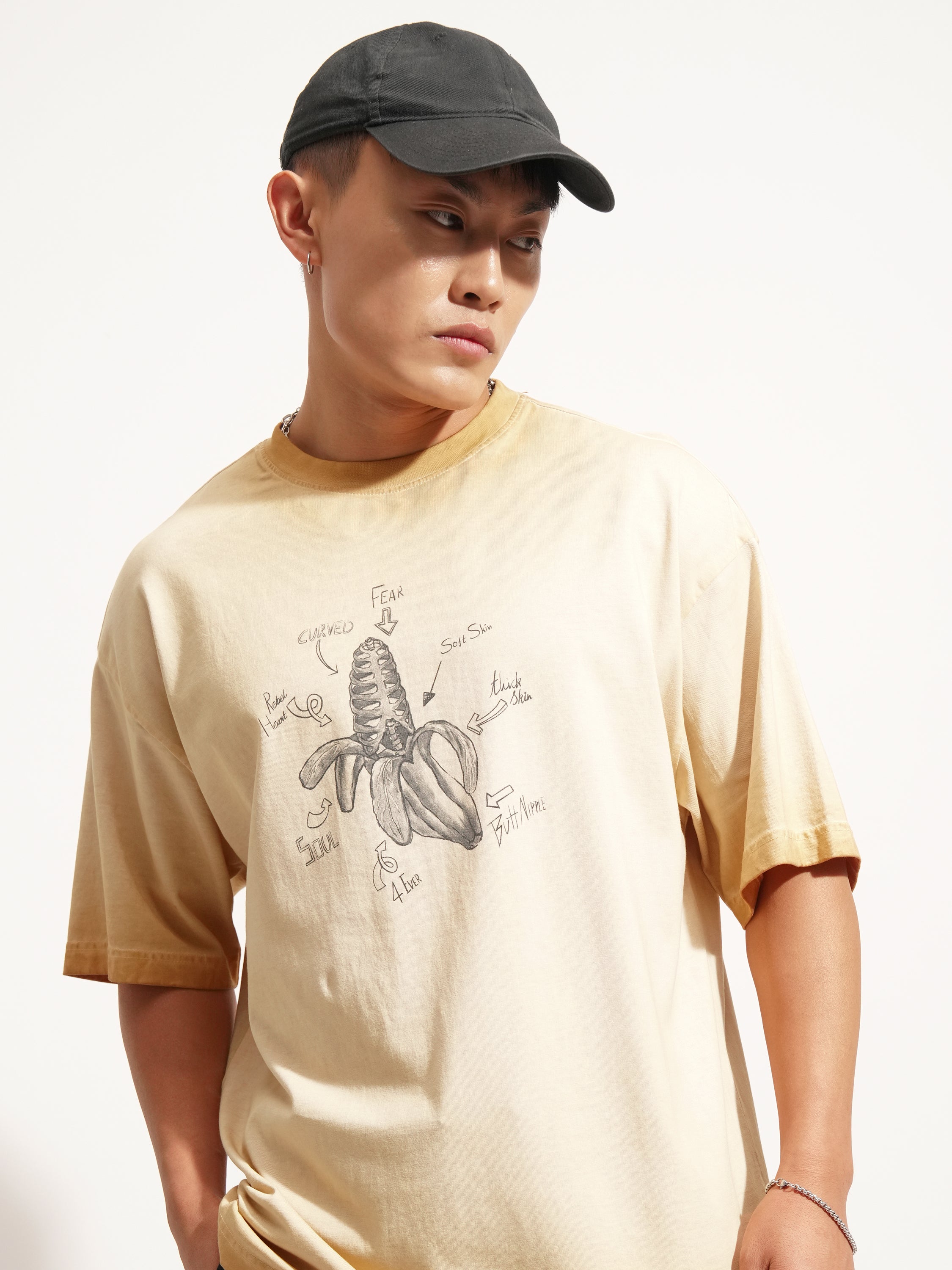 Highlander Men Brown Printed Round Neck Oversized Fit T-Shirt - Brown - Image 1