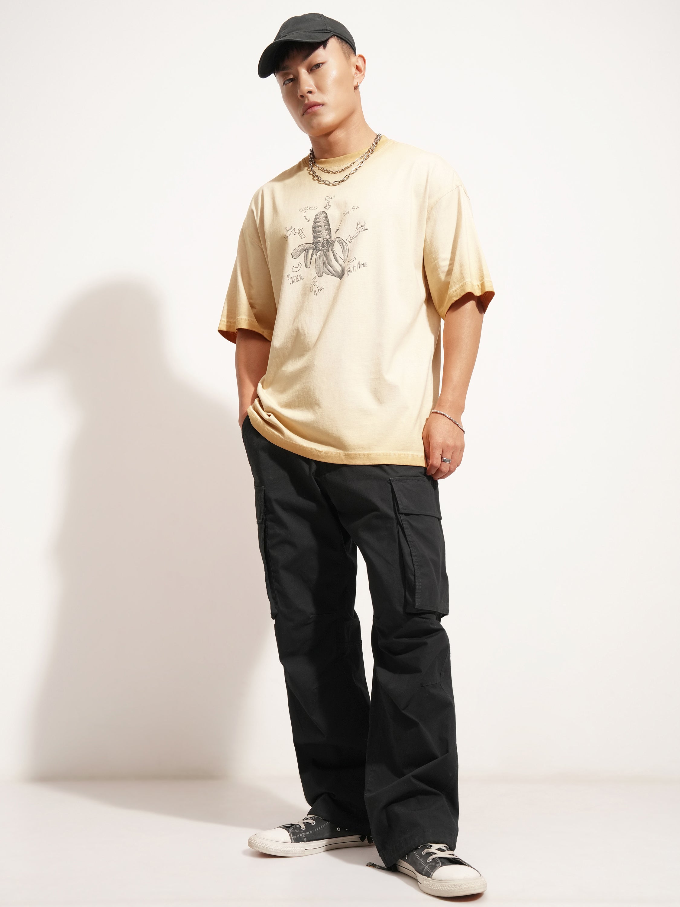 Highlander Men Brown Printed Round Neck Oversized Fit T-Shirt - Brown - Image 2
