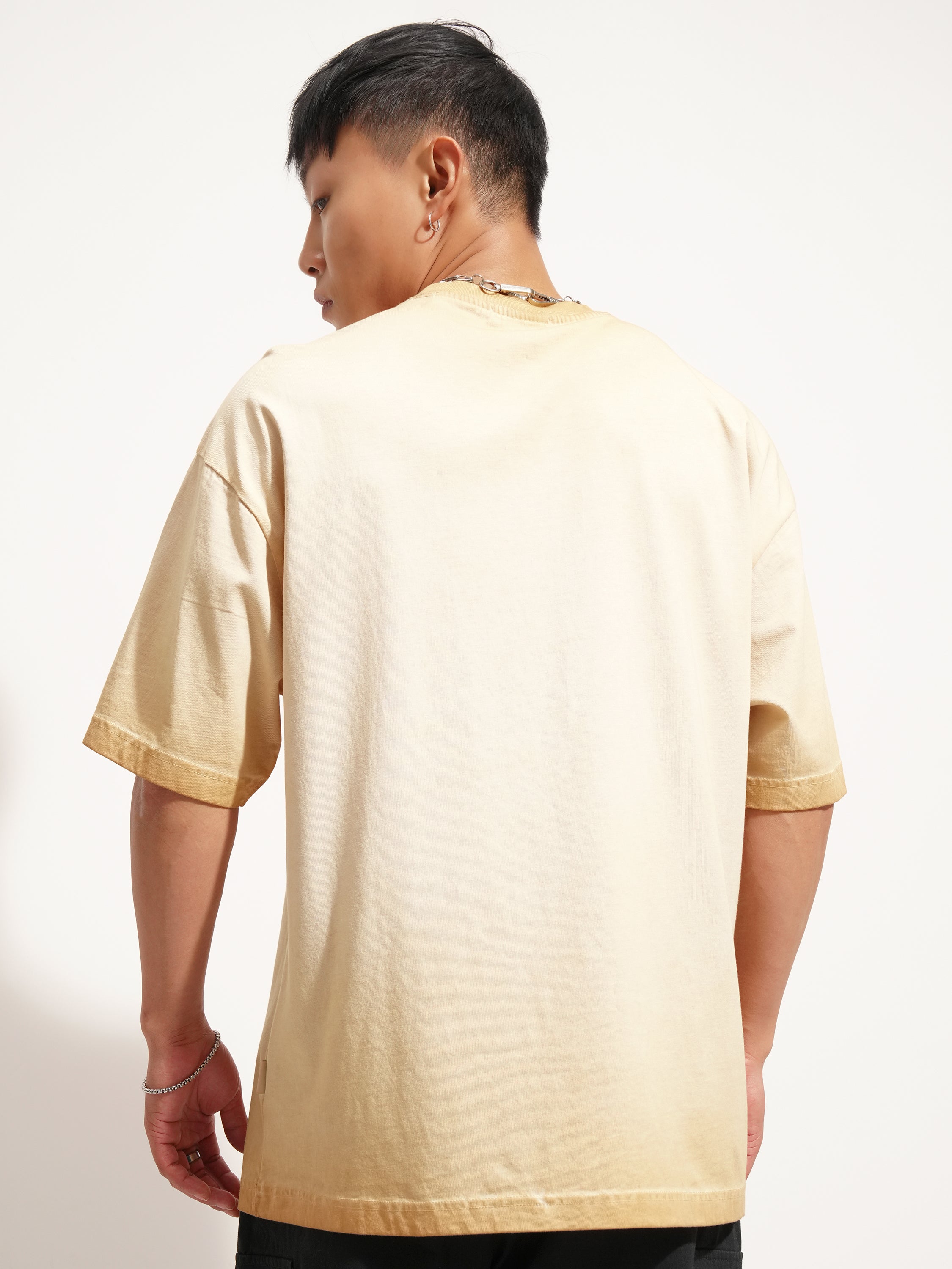 Highlander Men Brown Printed Round Neck Oversized Fit T-Shirt - Brown - Image 3