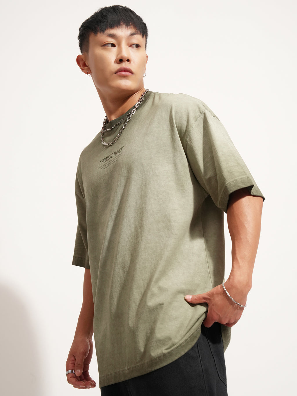 Highlander Men Olive Printed Round Neck Oversized Fit T-Shirt - Olive - Image 4