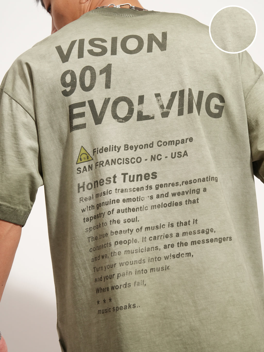Highlander Men Olive Printed Round Neck Oversized Fit T-Shirt - Olive - Image 5