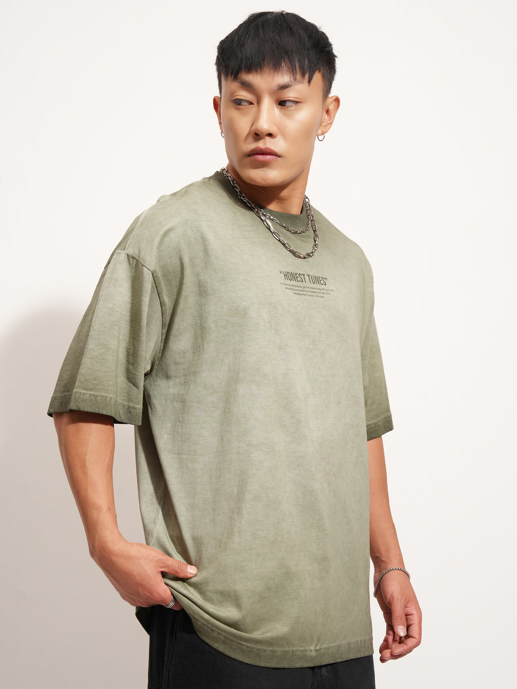 Highlander Men Olive Printed Round Neck Oversized Fit T-Shirt - Olive - Image 6