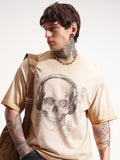 Highlander Men Brown Printed Round Neck Oversized Fit T-Shirt - Brown - Image 1