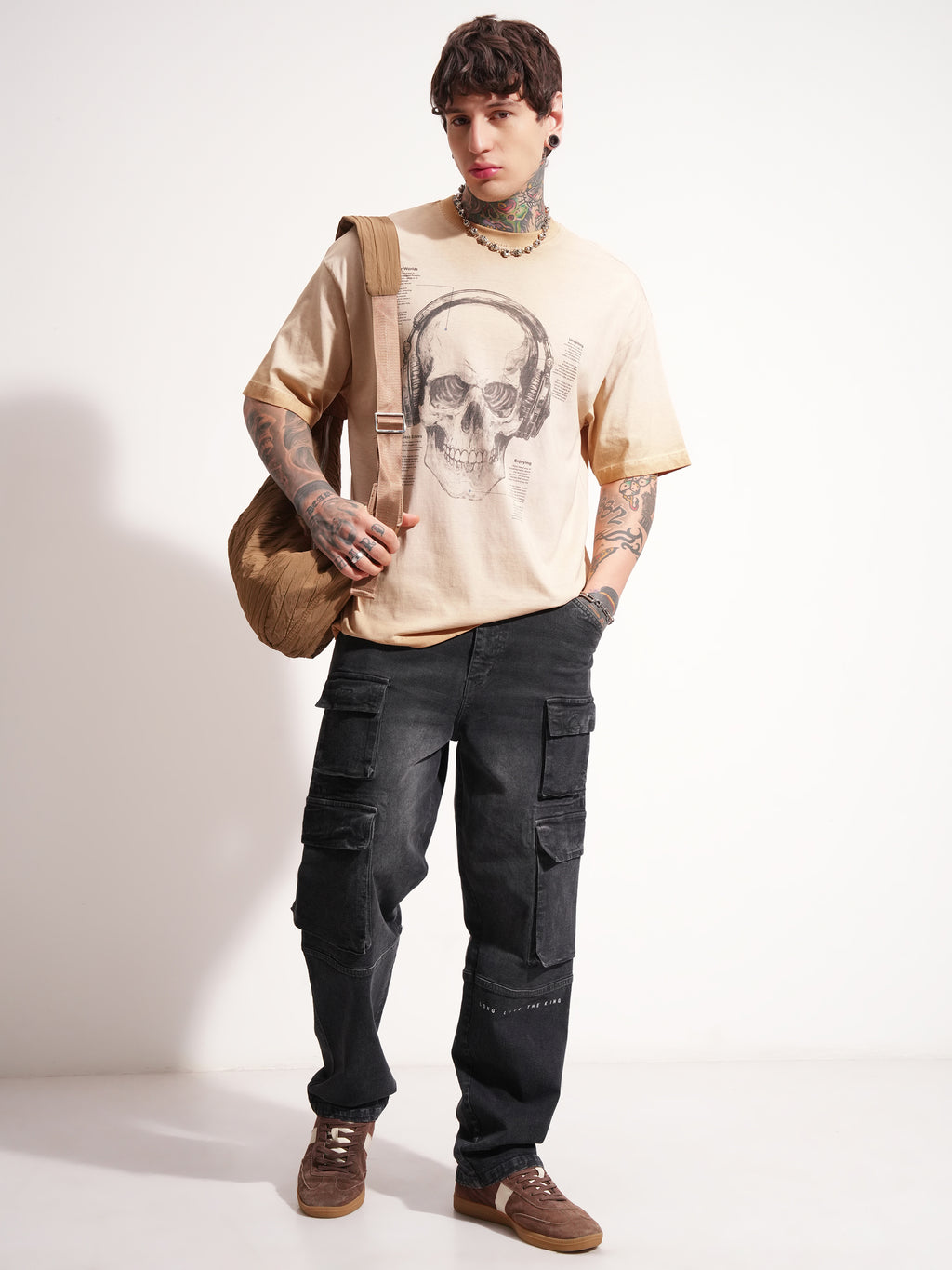 Highlander Men Brown Printed Round Neck Oversized Fit T-Shirt - Brown - Image 2