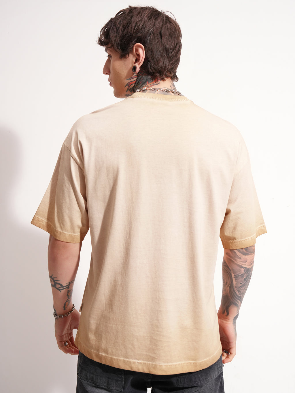 Highlander Men Brown Printed Round Neck Oversized Fit T-Shirt - Brown - Image 3