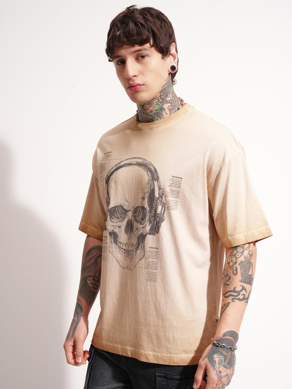Highlander Men Brown Printed Round Neck Oversized Fit T-Shirt - Brown - Image 4