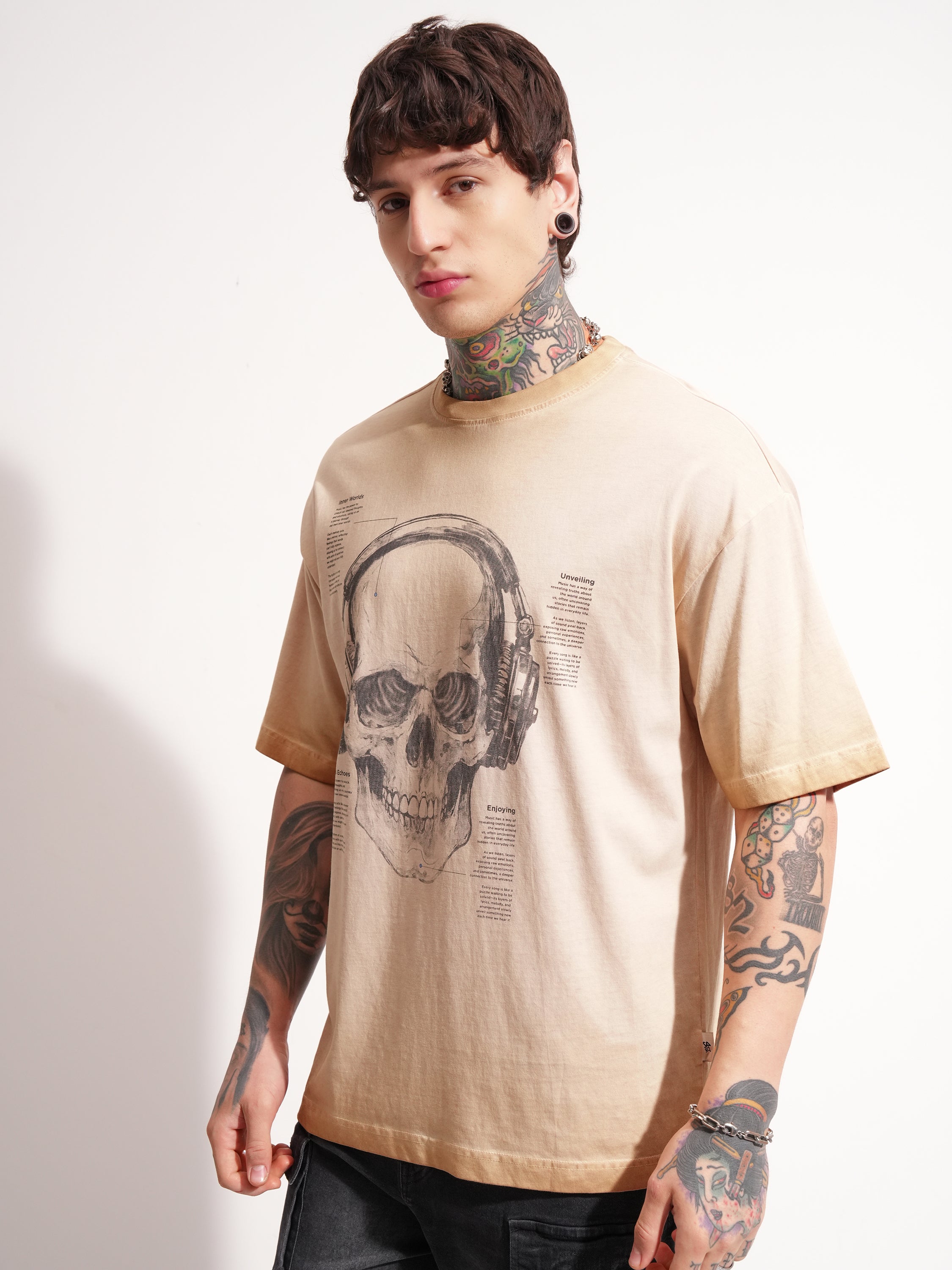 Highlander Men Brown Printed Round Neck Oversized Fit T-Shirt - Brown - Image 4