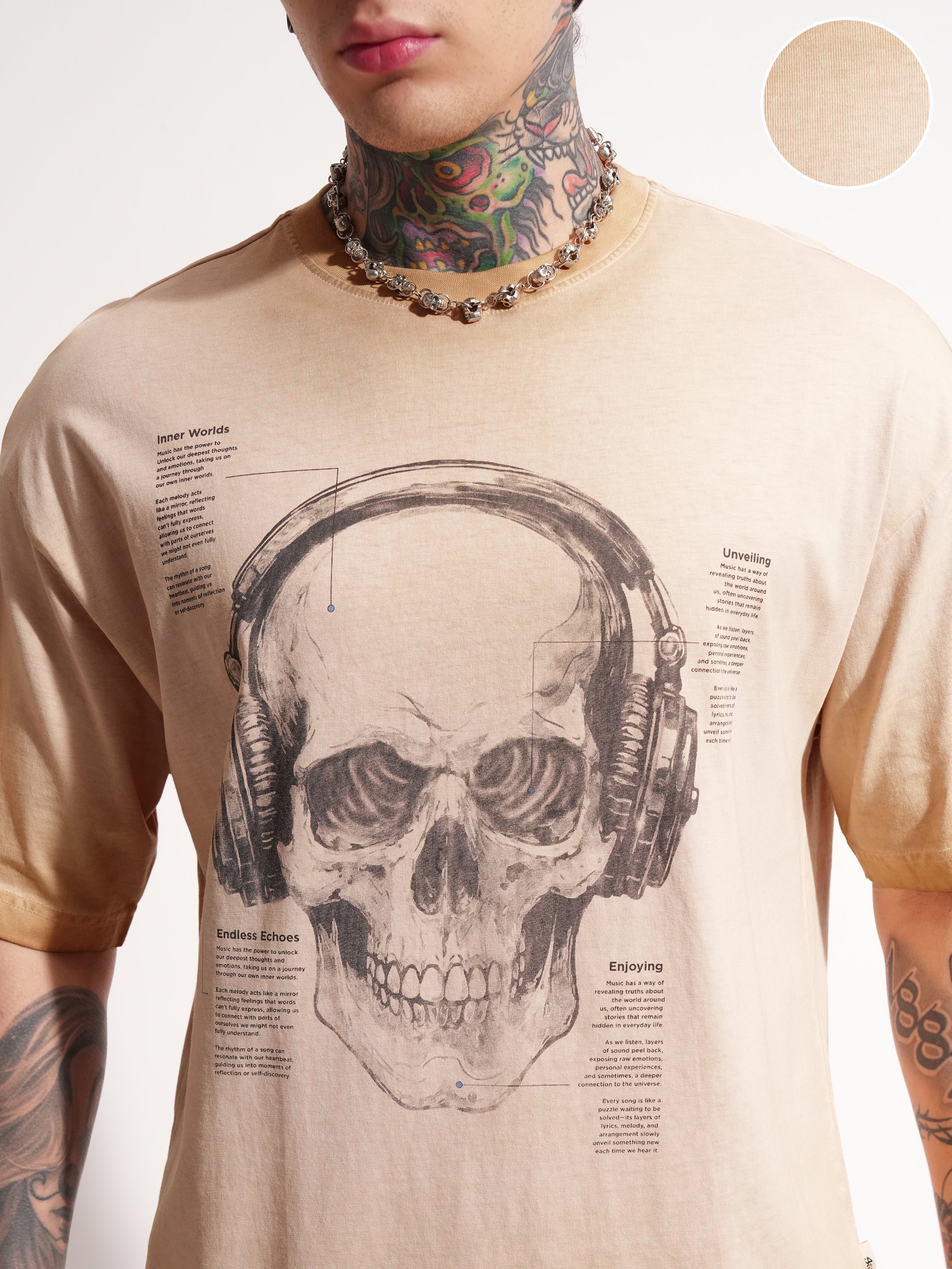 Highlander Men Brown Printed Round Neck Oversized Fit T-Shirt - Brown - Image 5