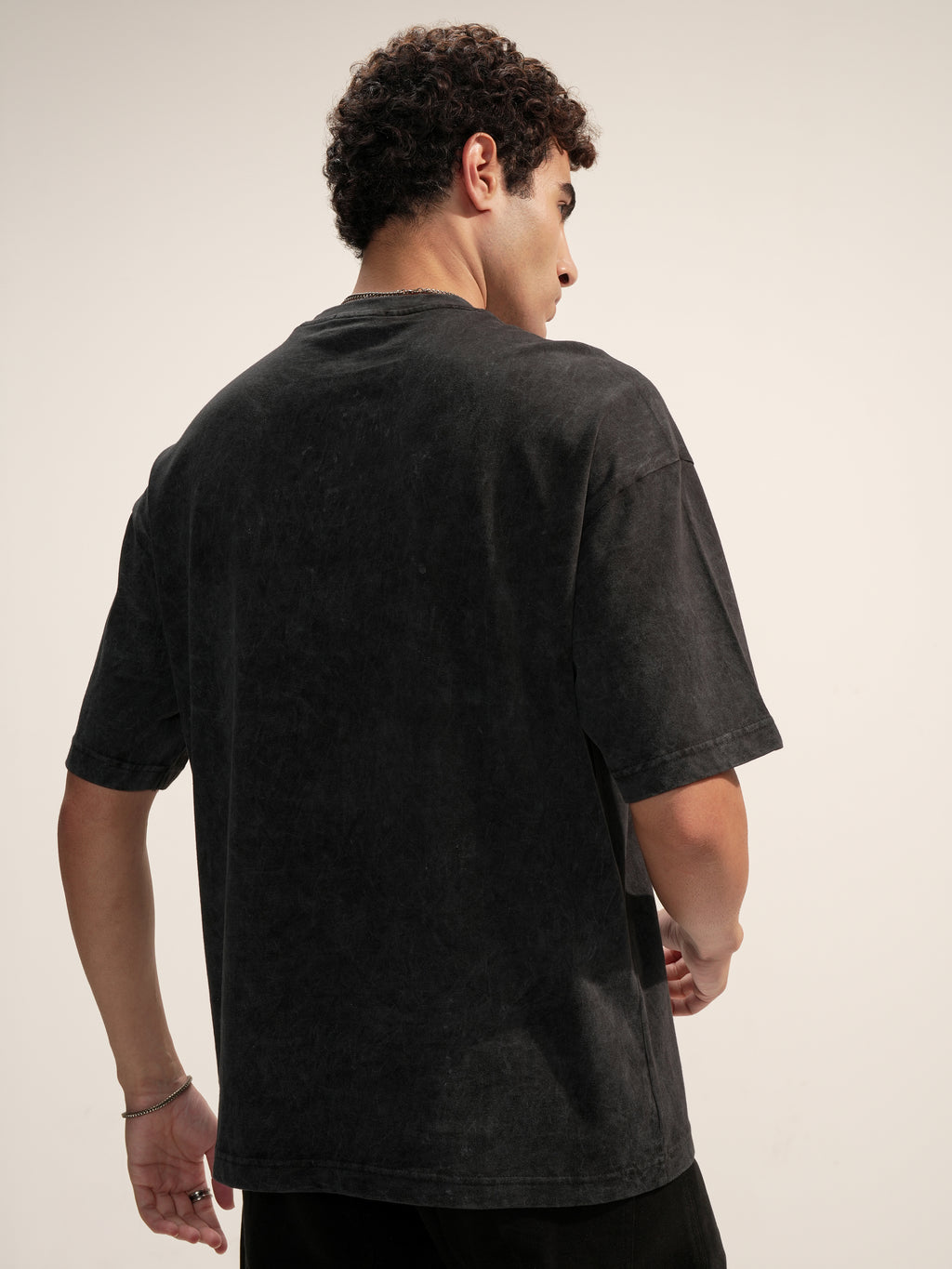 Highlander Men Black Embroidered Round Neck Oversized Fit T-Shirt - Black - Image 3