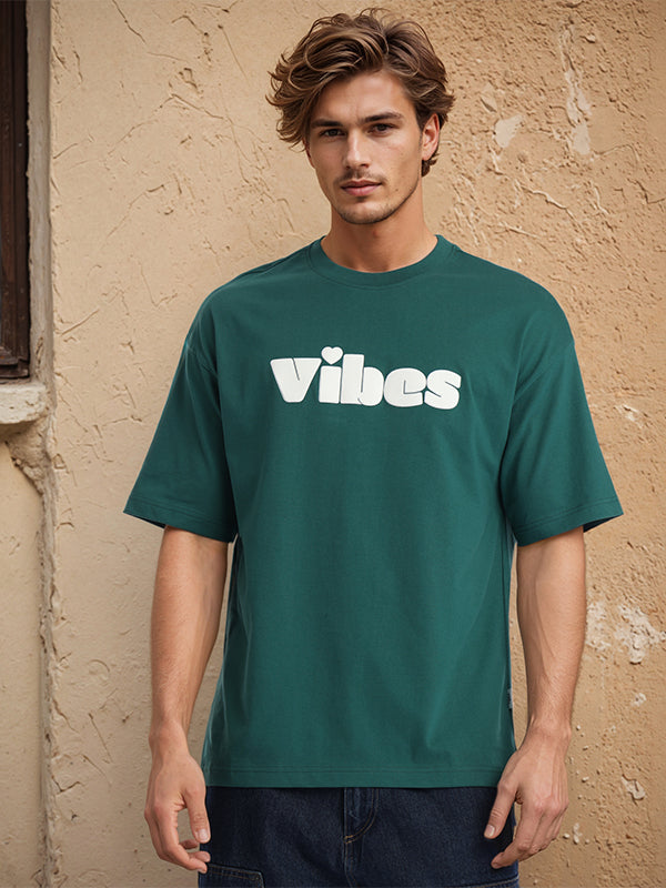 Highlander Men Green Printed Round Neck Oversized Fit T-Shirt - Green - Image 7