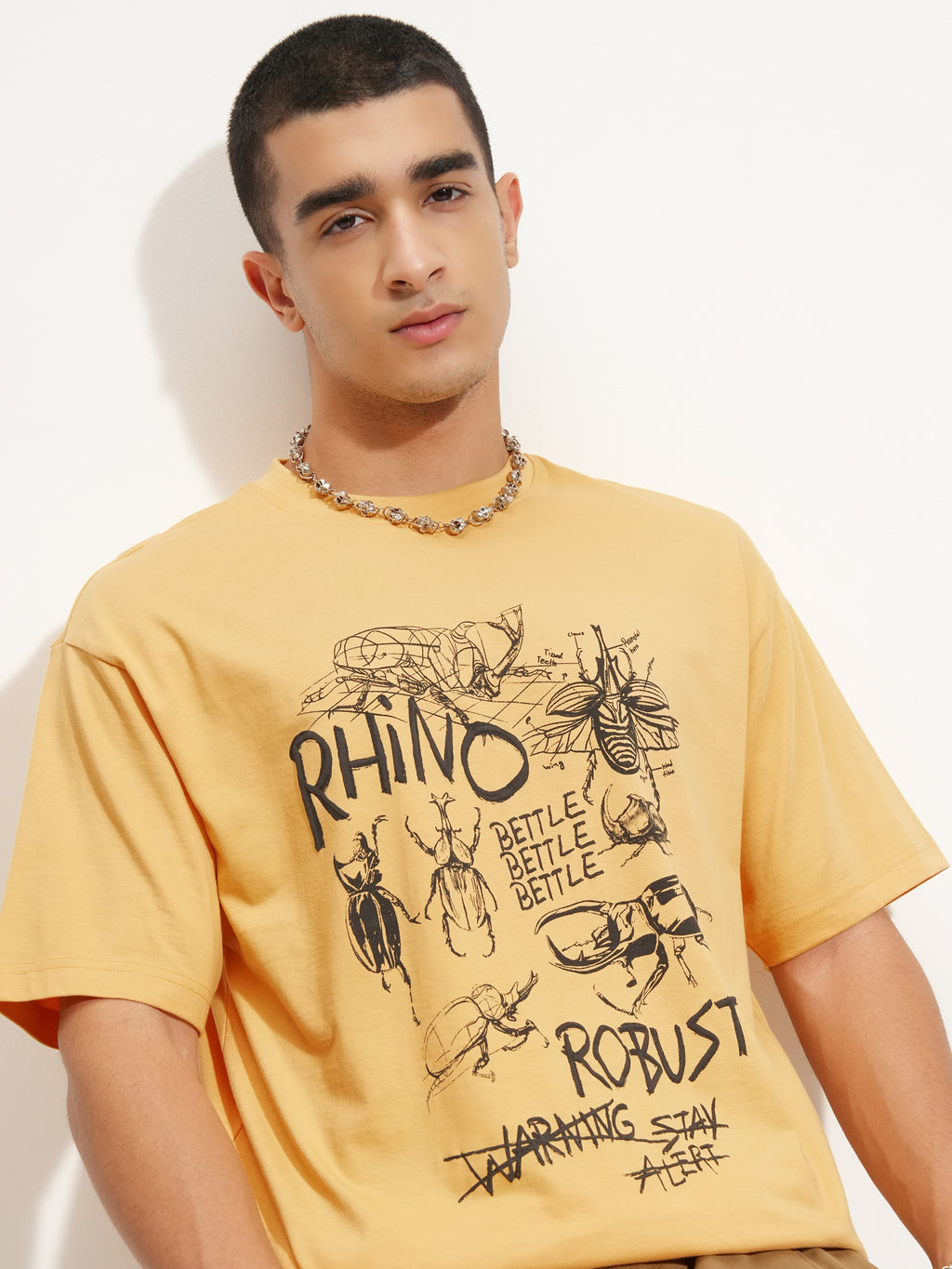Highlander Men Yellow Printed Round Neck T-Shirt - Yellow - Image 1