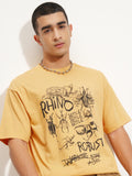 Highlander Men Yellow Printed Round Neck T-Shirt - Yellow - Image 1