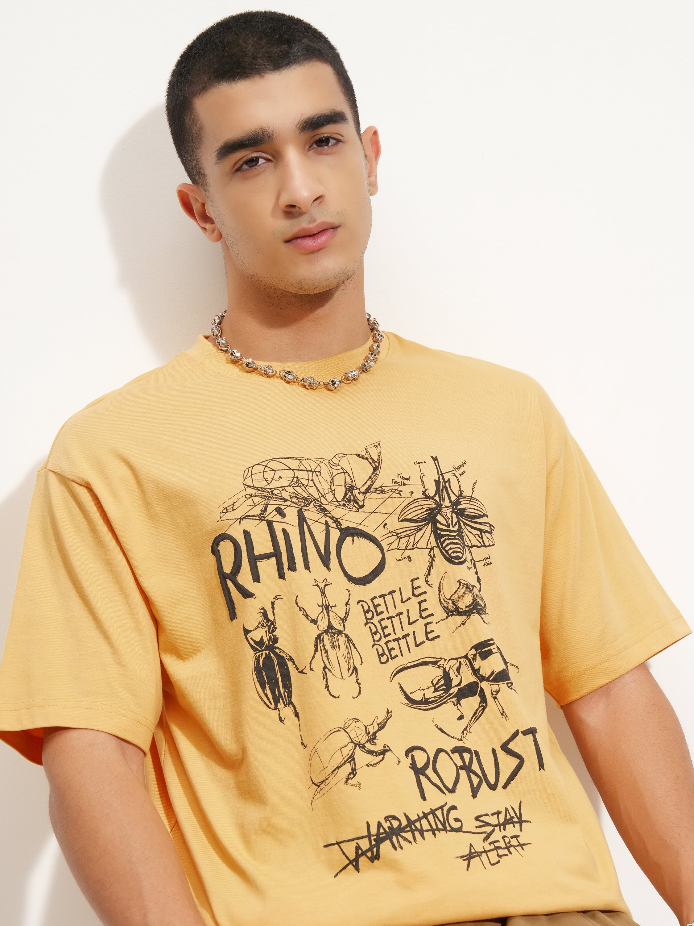 Highlander Men Yellow Printed Round Neck T-Shirt - Yellow - Image 1