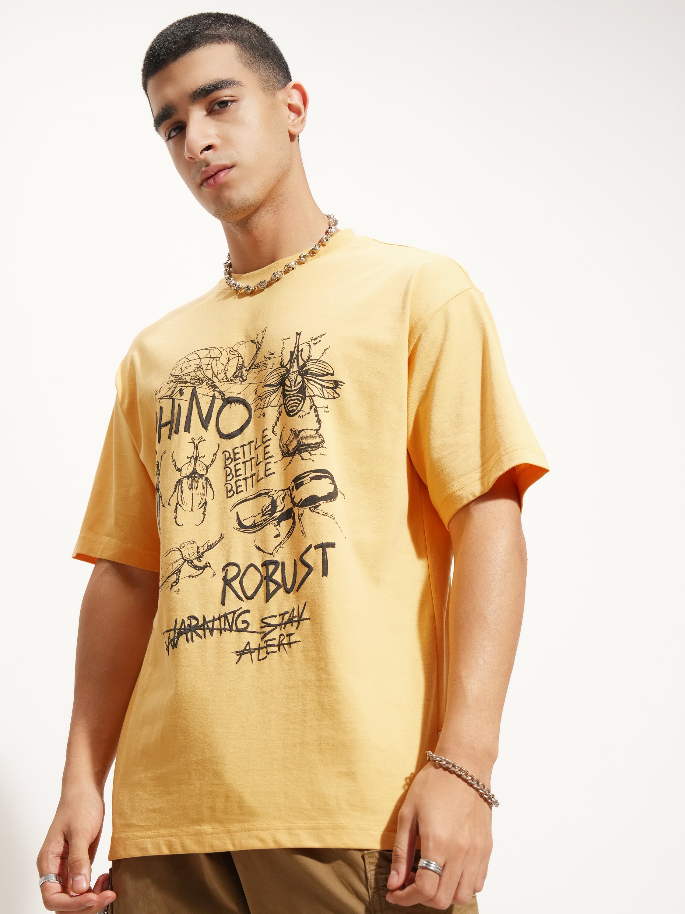 Highlander Men Yellow Printed Round Neck T-Shirt - Yellow - Image 4