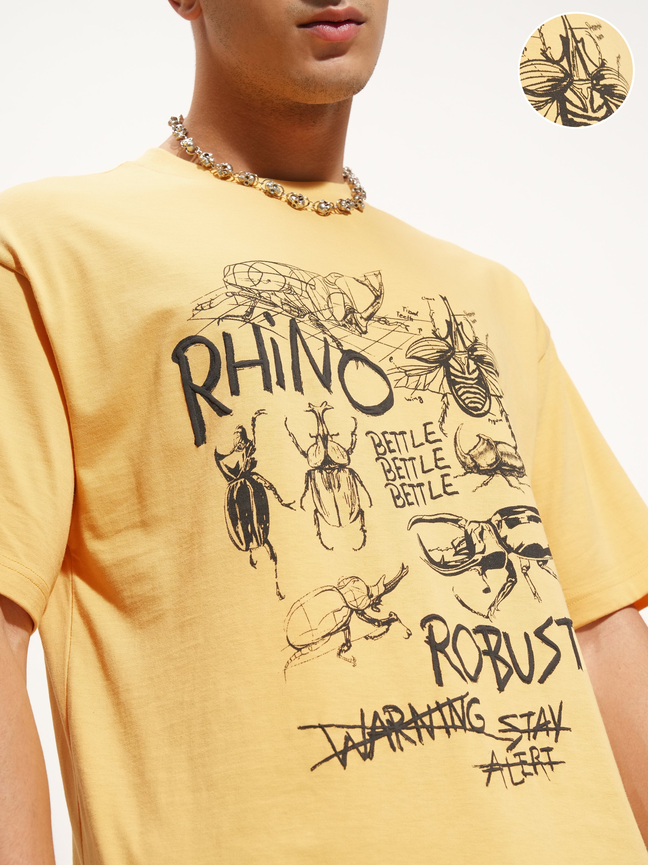 Highlander Men Yellow Printed Round Neck T-Shirt - Yellow - Image 5