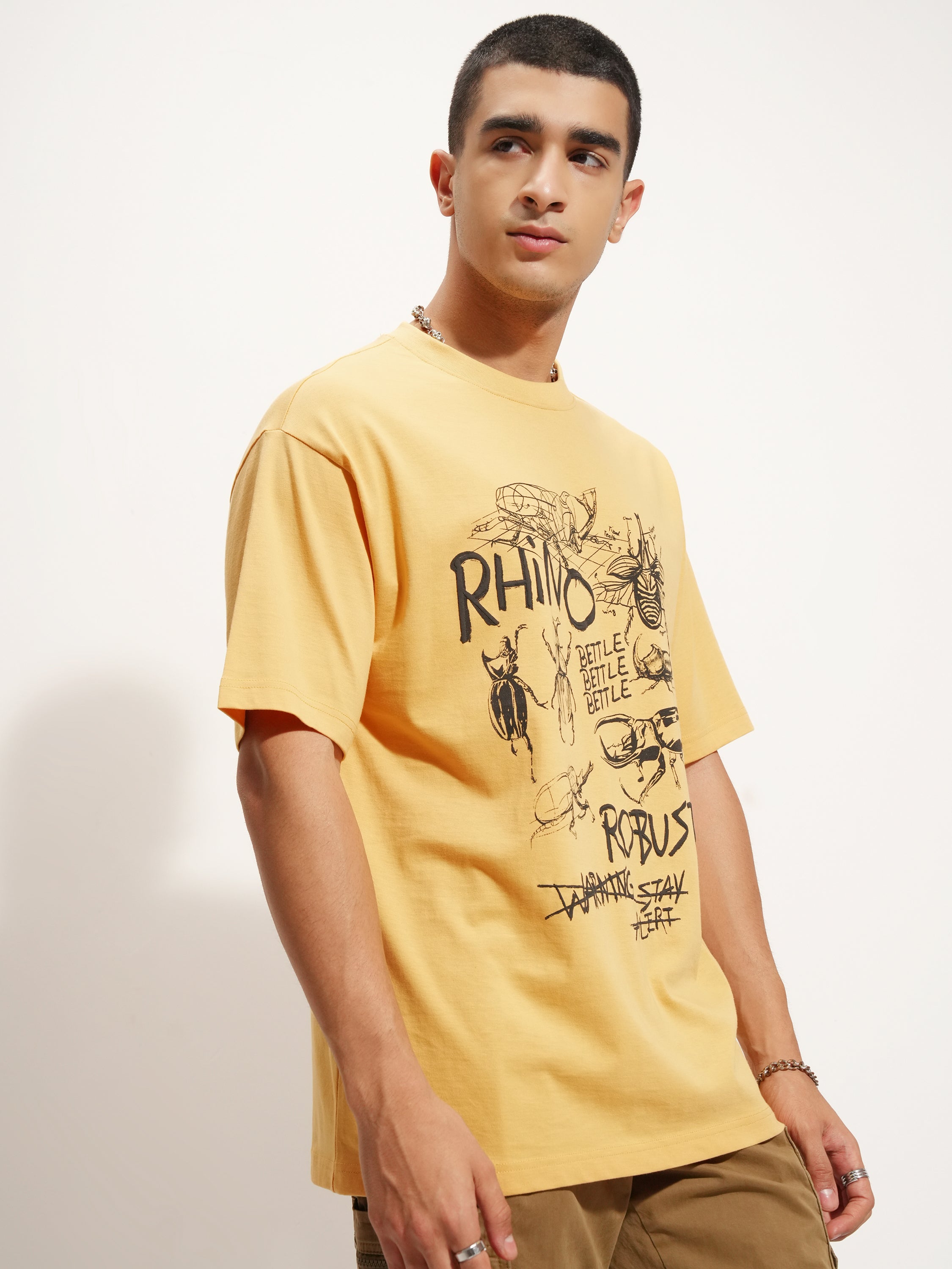 Highlander Men Yellow Printed Round Neck T-Shirt - Yellow - Image 6