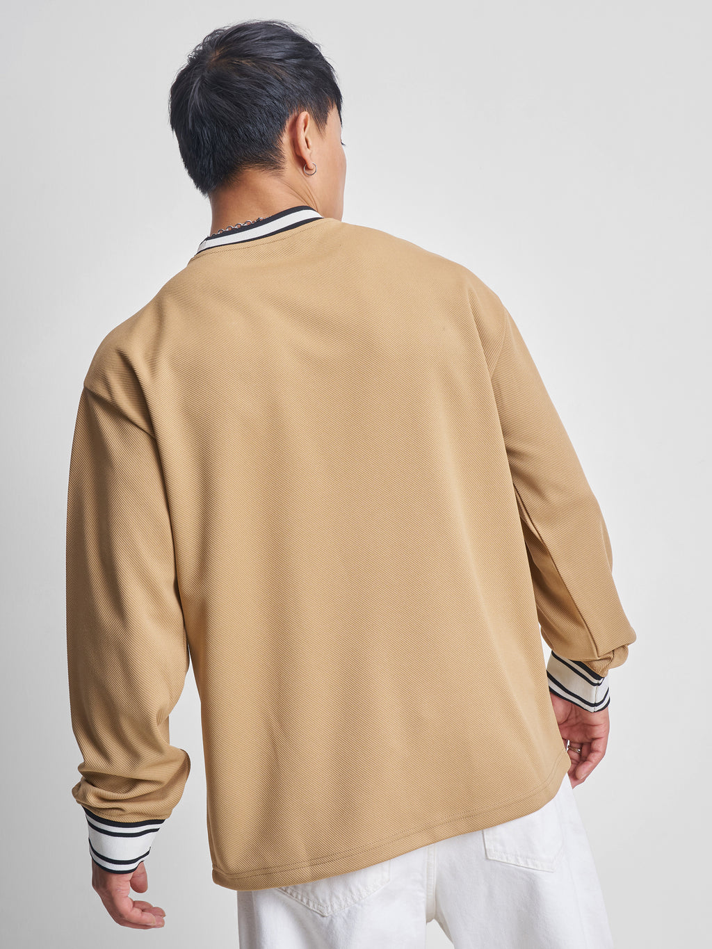 Highlander Men Beige Self Design Round Neck T-Shirt - Beige - Image 3