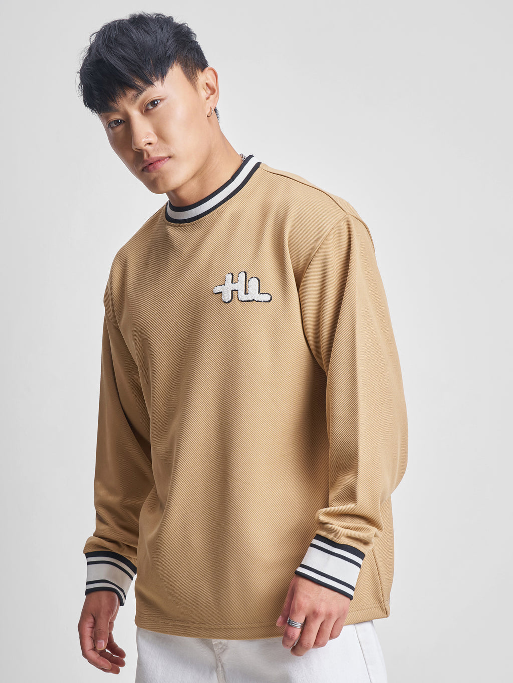 Highlander Men Beige Self Design Round Neck T-Shirt - Beige - Image 4