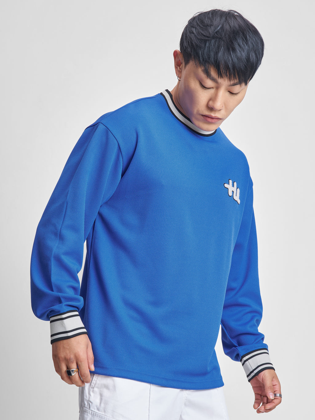 Highlander Men Blue Self Design Round Neck T-Shirt - Blue - Image 6