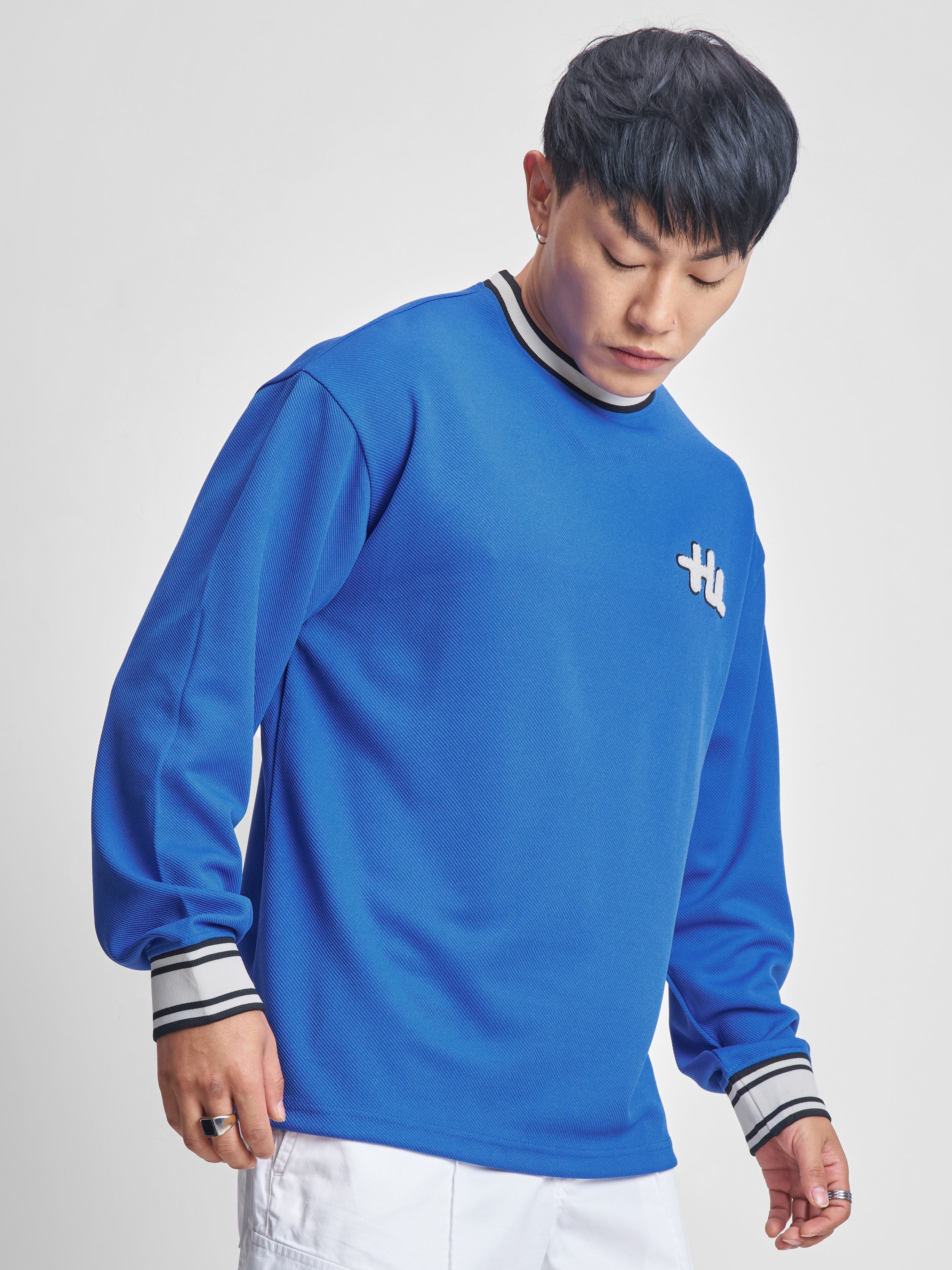 Highlander Men Blue Self Design Round Neck T-Shirt - Blue - Image 6
