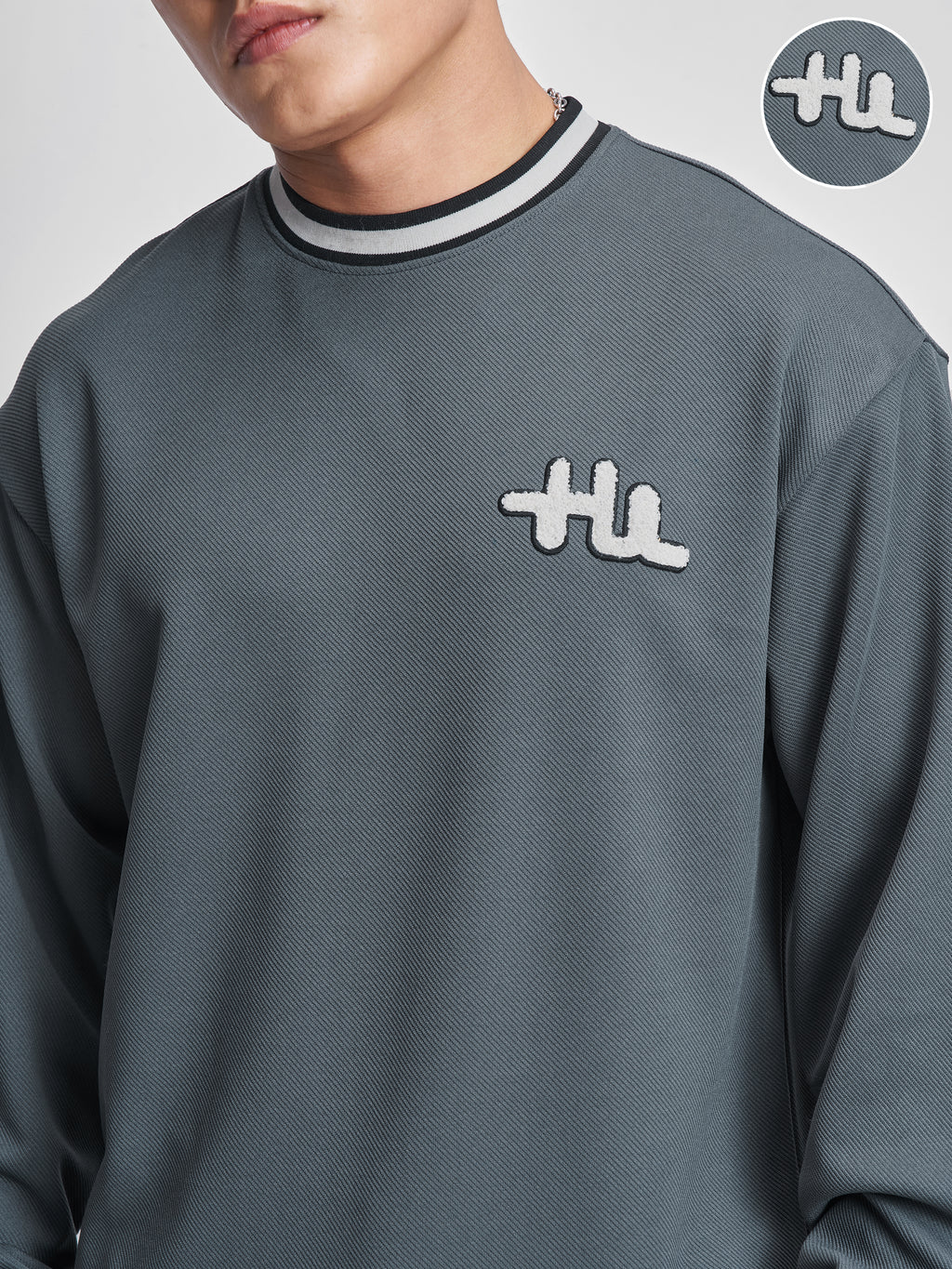 Highlander Men Grey Self Design Round Neck T-Shirt - Grey - Image 5