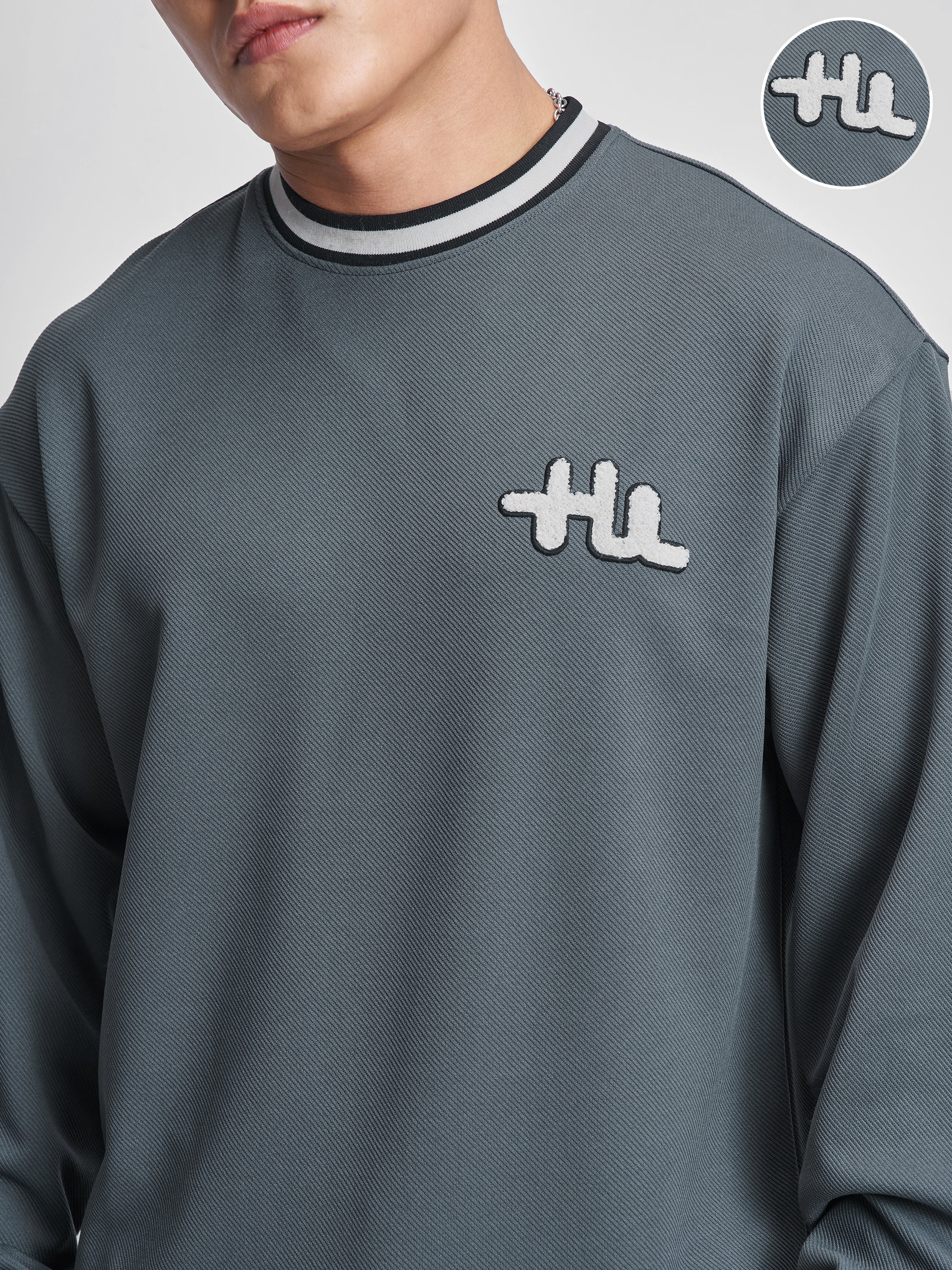 Highlander Men Grey Self Design Round Neck T-Shirt - Grey - Image 5
