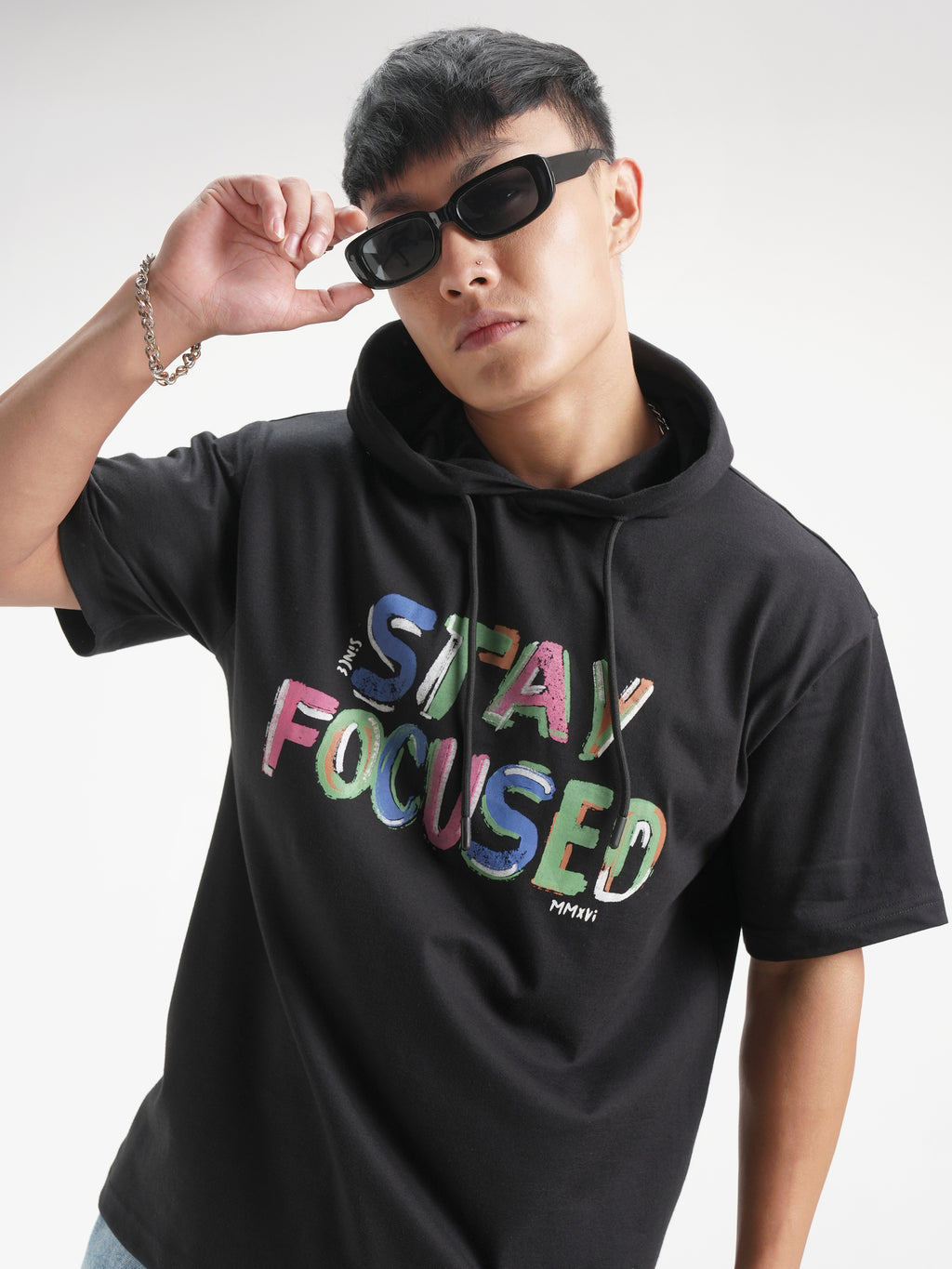 Highlander Men Black Printed Hood T-Shirt - Black - Image 1