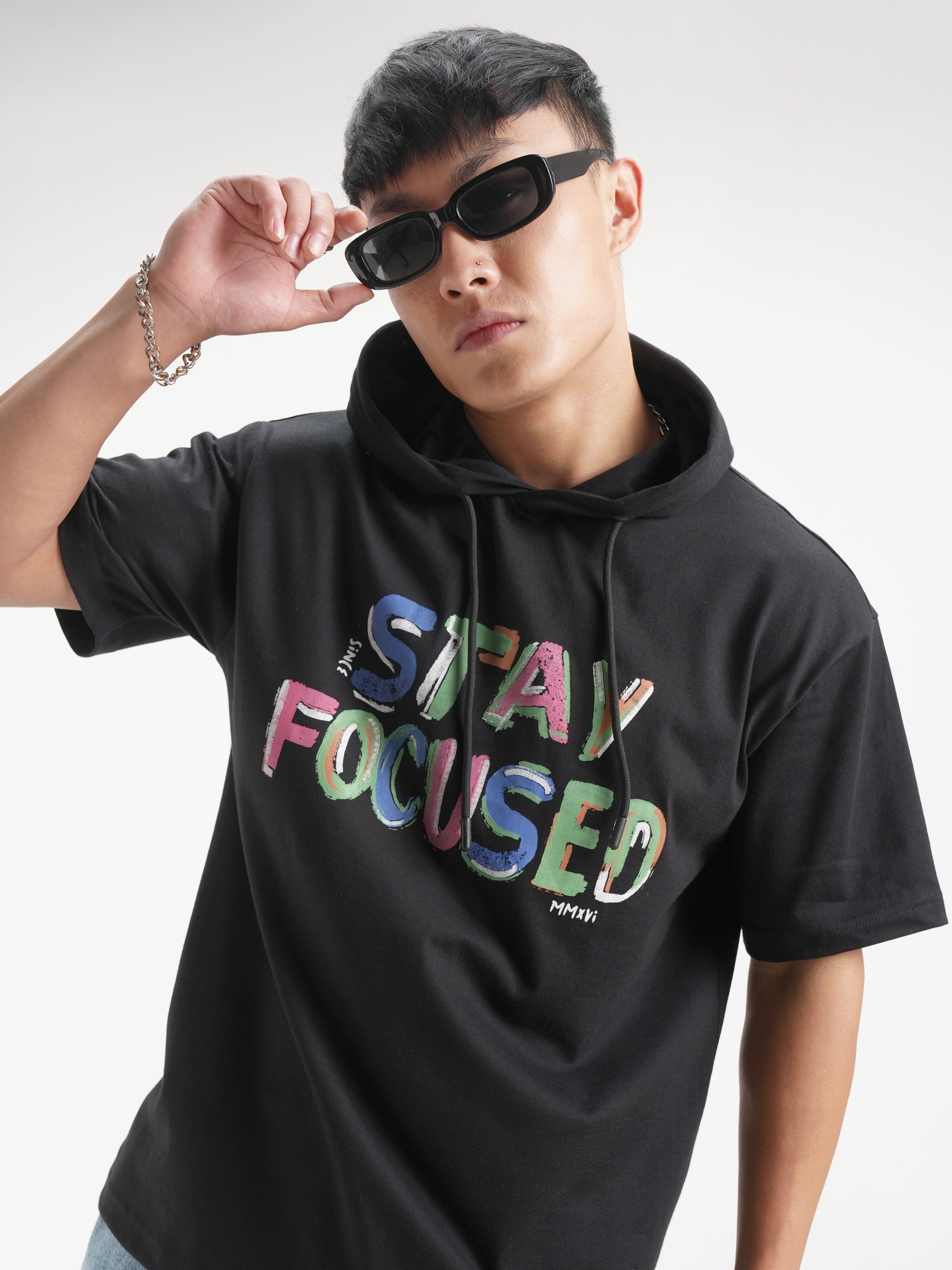 Highlander Men Black Printed Hood T-Shirt - Black - Image 1