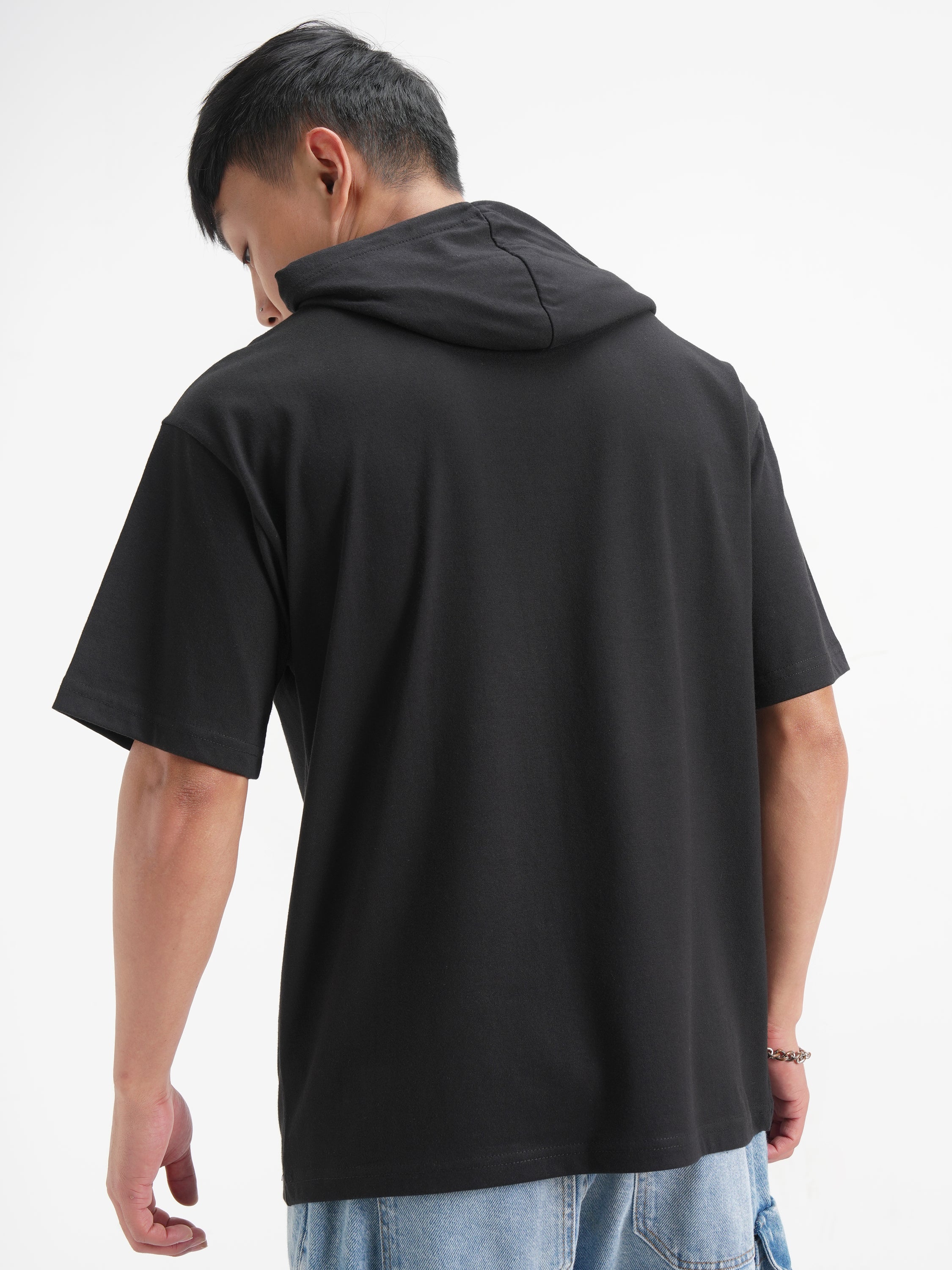 Highlander Men Black Printed Hood T-Shirt - Black - Image 3