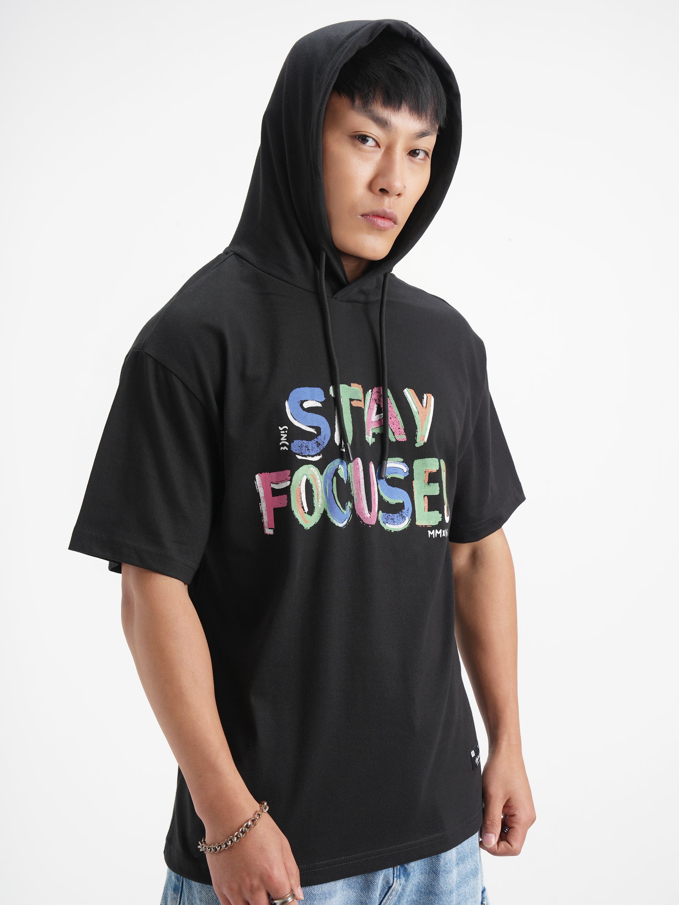 Highlander Men Black Printed Hood T-Shirt - Black - Image 6