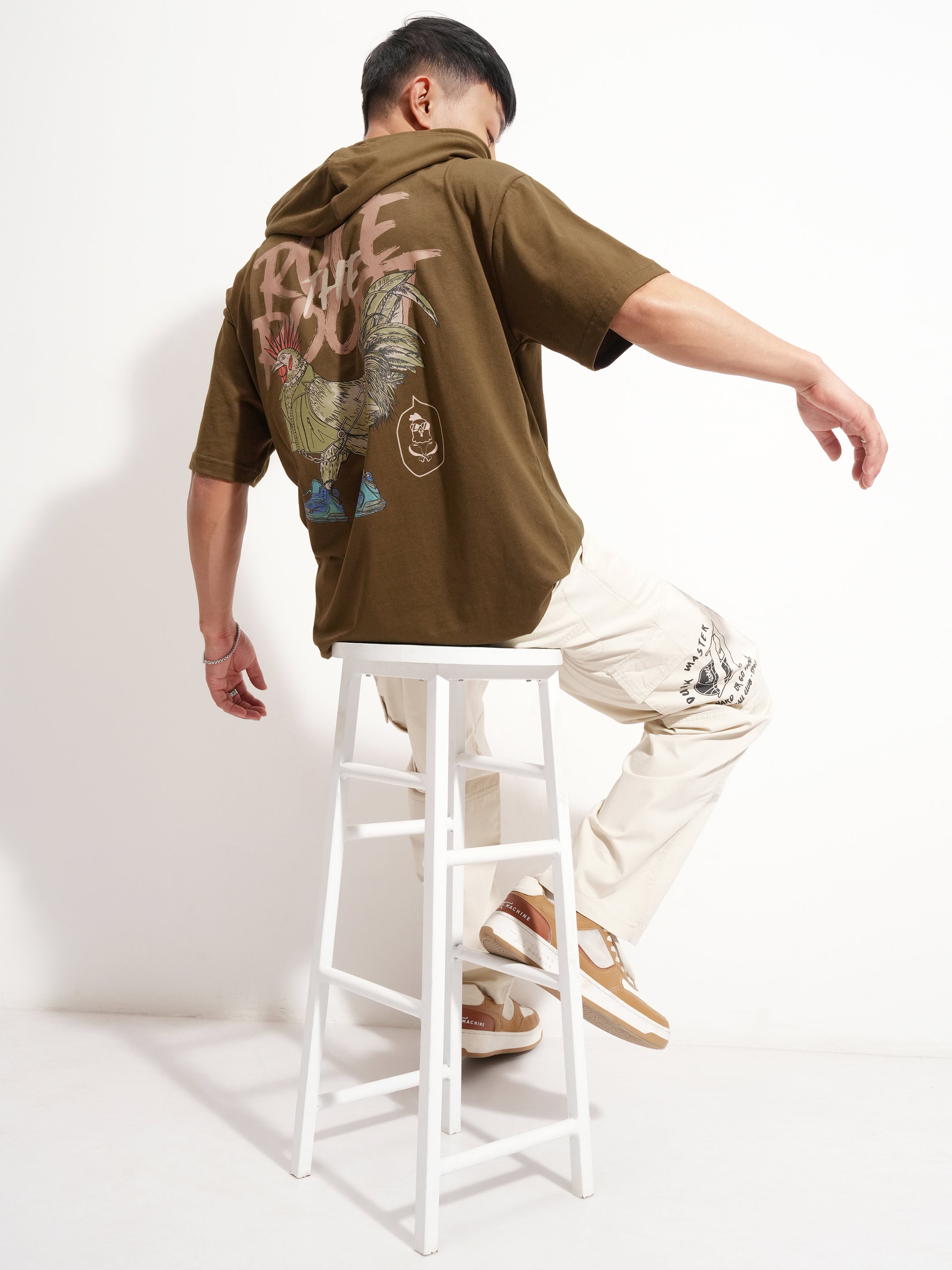 Highlander Men Brown Printed Hood T-Shirt - Brown - Image 2