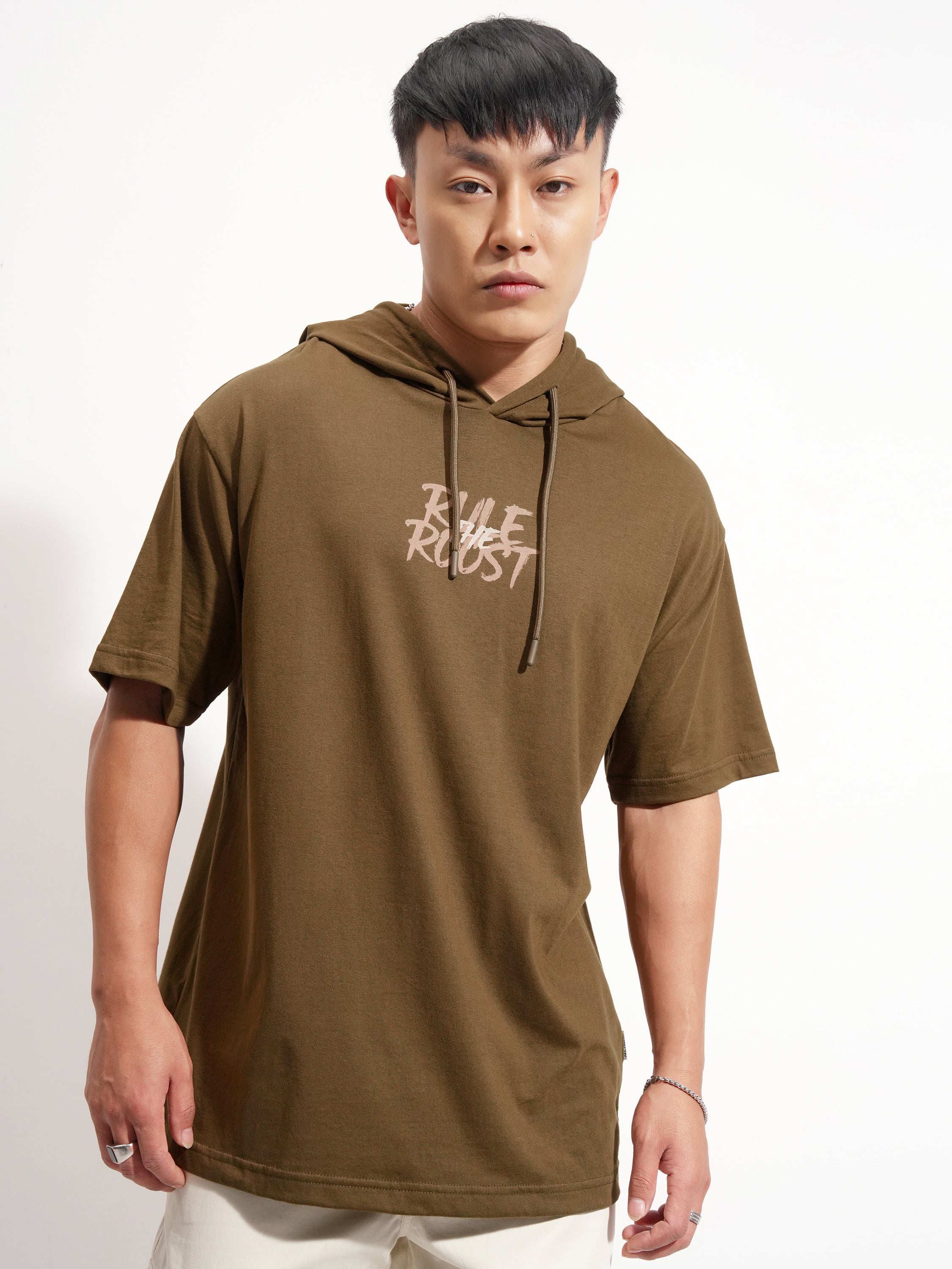 Highlander Men Brown Printed Hood T-Shirt - Brown - Image 3
