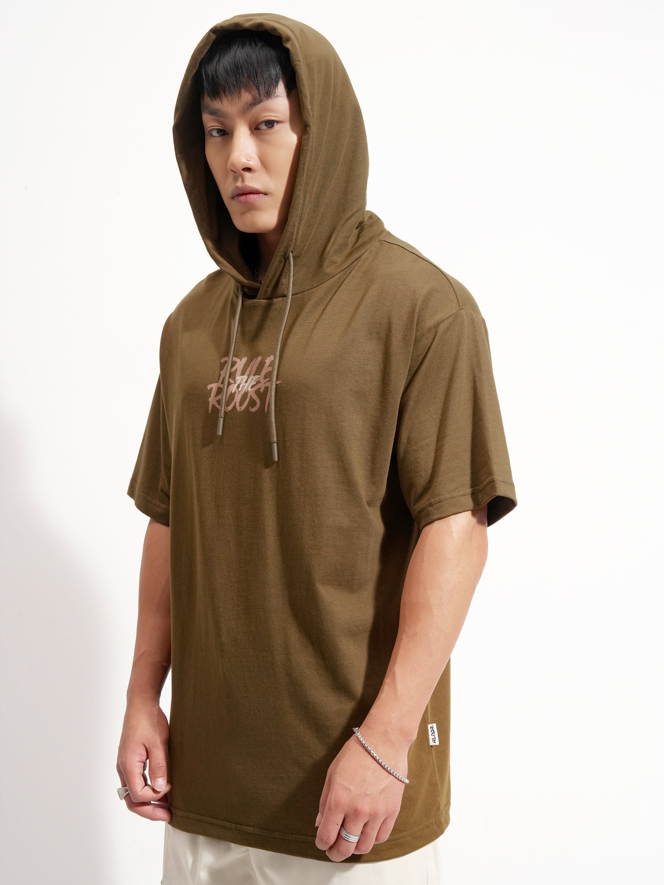 Highlander Men Brown Printed Hood T-Shirt - Brown - Image 4