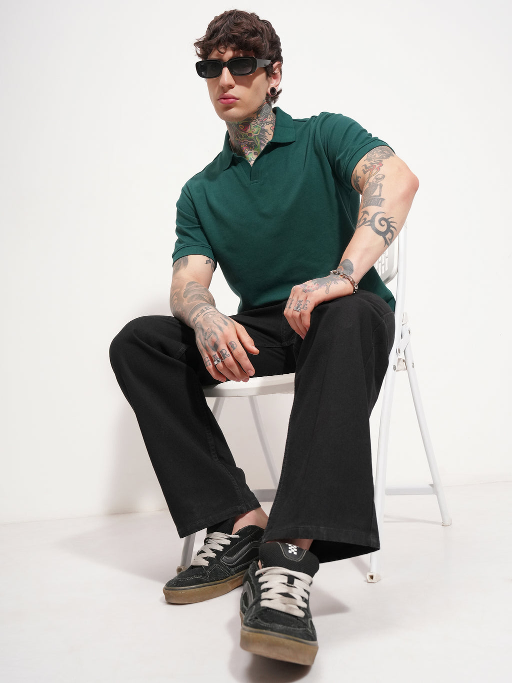 Highlander Men Teal Solid Polo Collar T-Shirt - Teal - Image 2