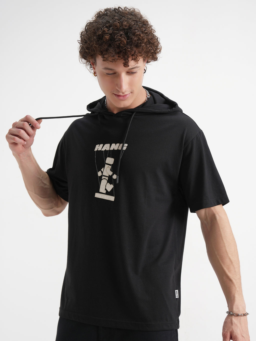 Highlander Men Black Printed Hood T-Shirt - Black - Image 4